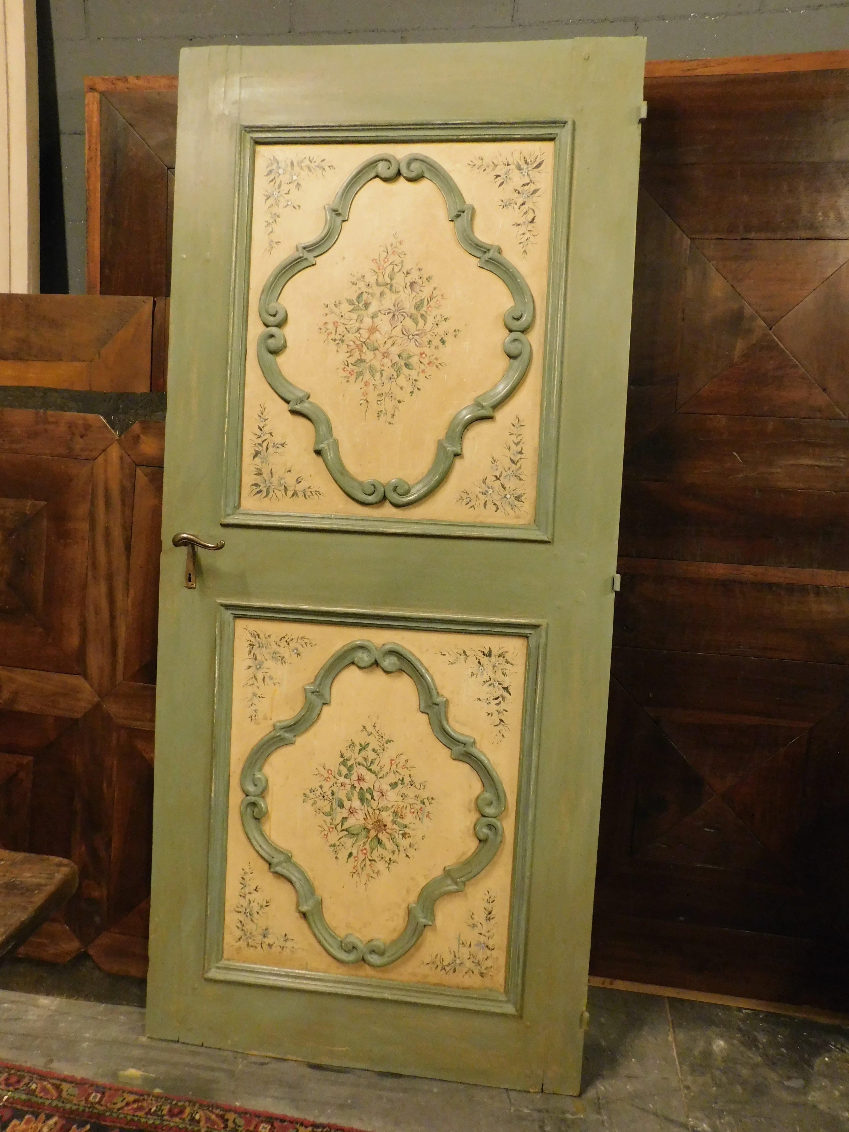 Puertas de interior nº 3, de madera ricamente pintada, de una hoja, Italia Italiano en venta