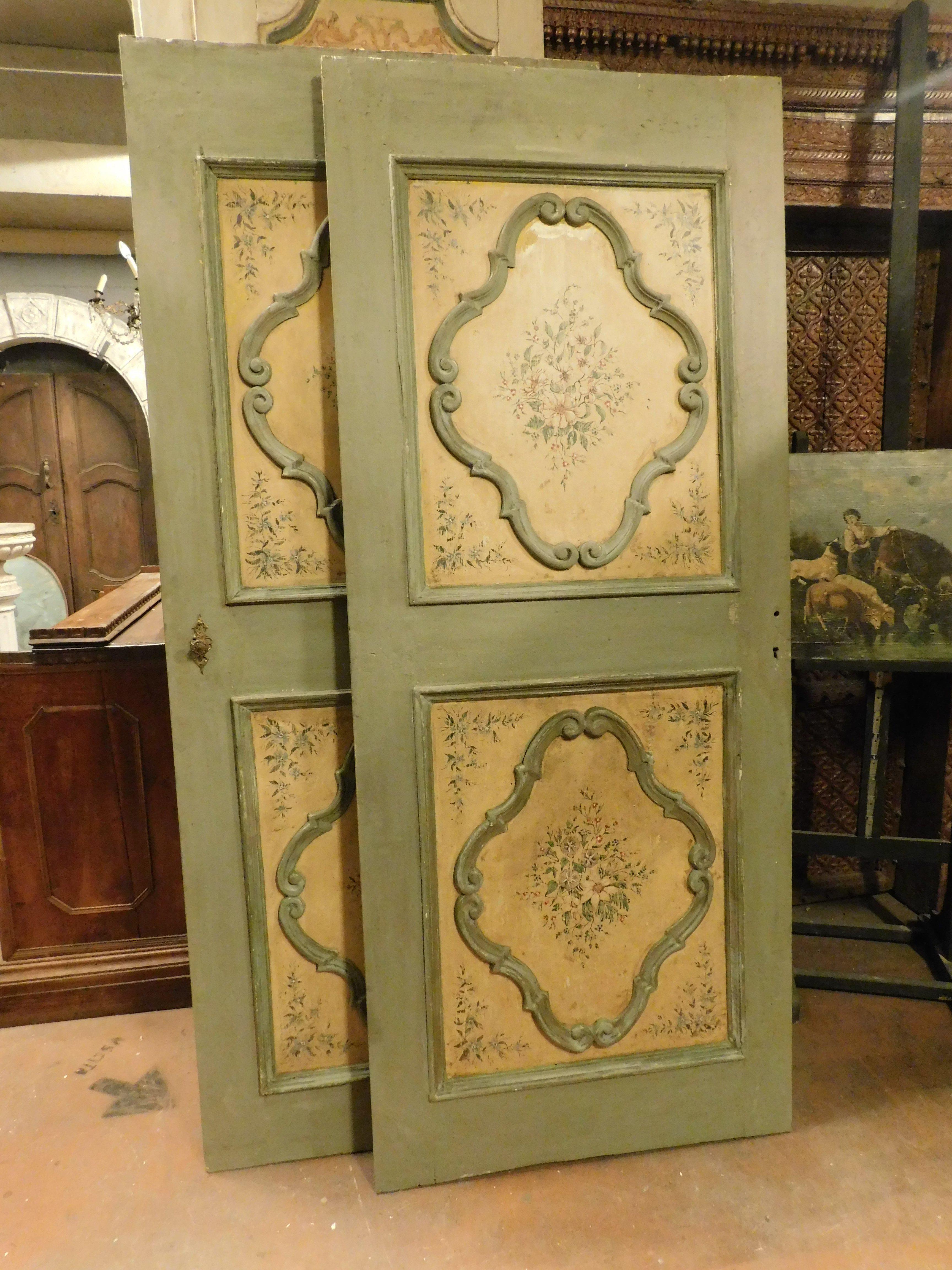 Puertas de interior nº 3, de madera ricamente pintada, de una hoja, Italia Pintado a mano en venta