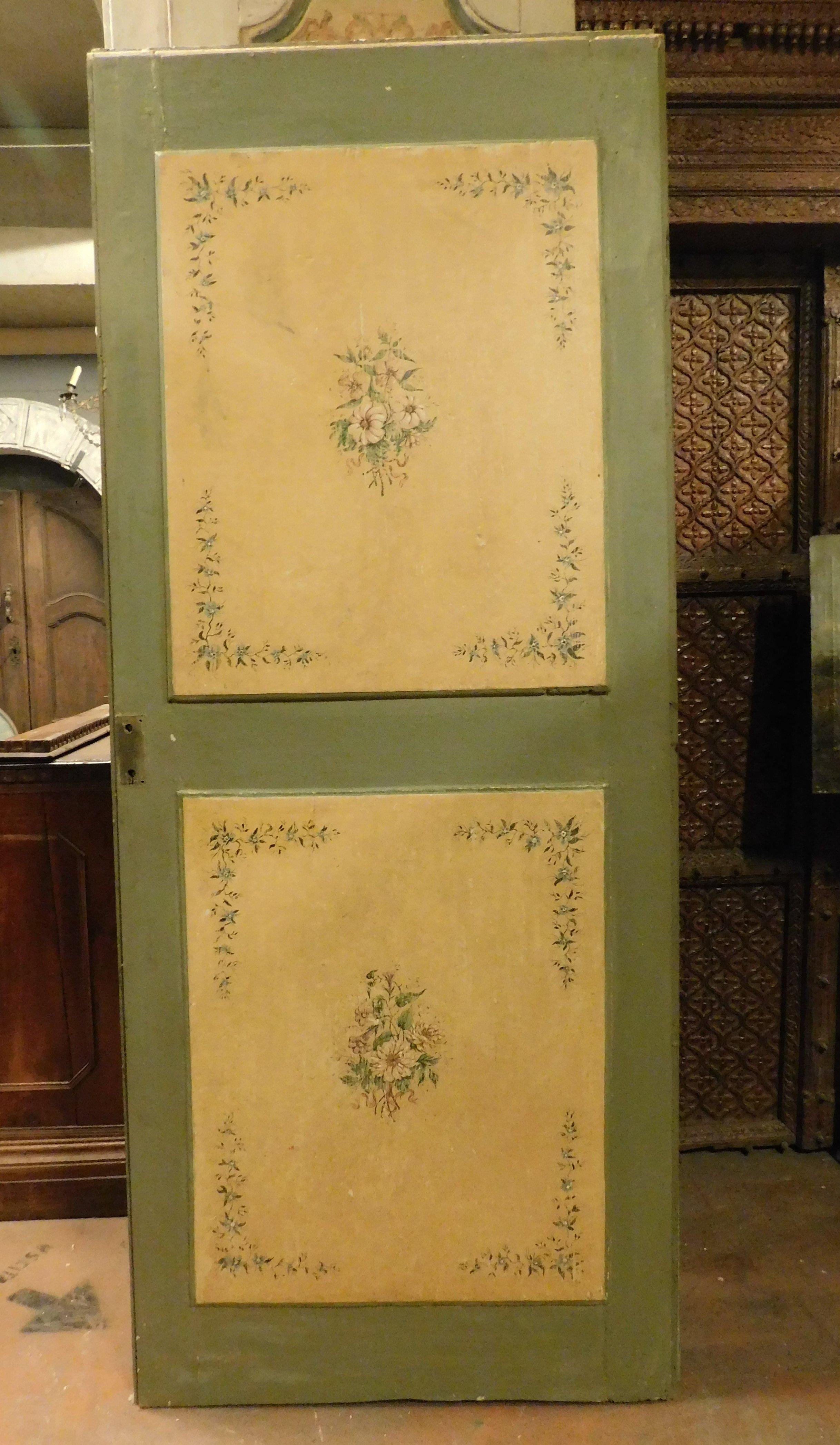 Puertas de interior nº 3, de madera ricamente pintada, de una hoja, Italia en Bueno estado para la venta en Cuneo, Italy (CN)