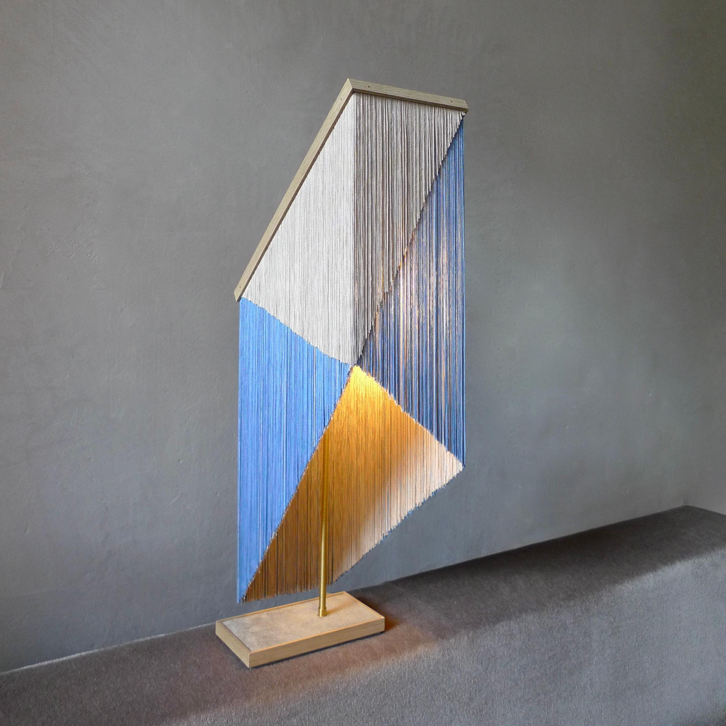 Contemporary No. 30 Blue - Beige Multi Geometric Rectangle Table Lamp by Sander Bottinga For Sale