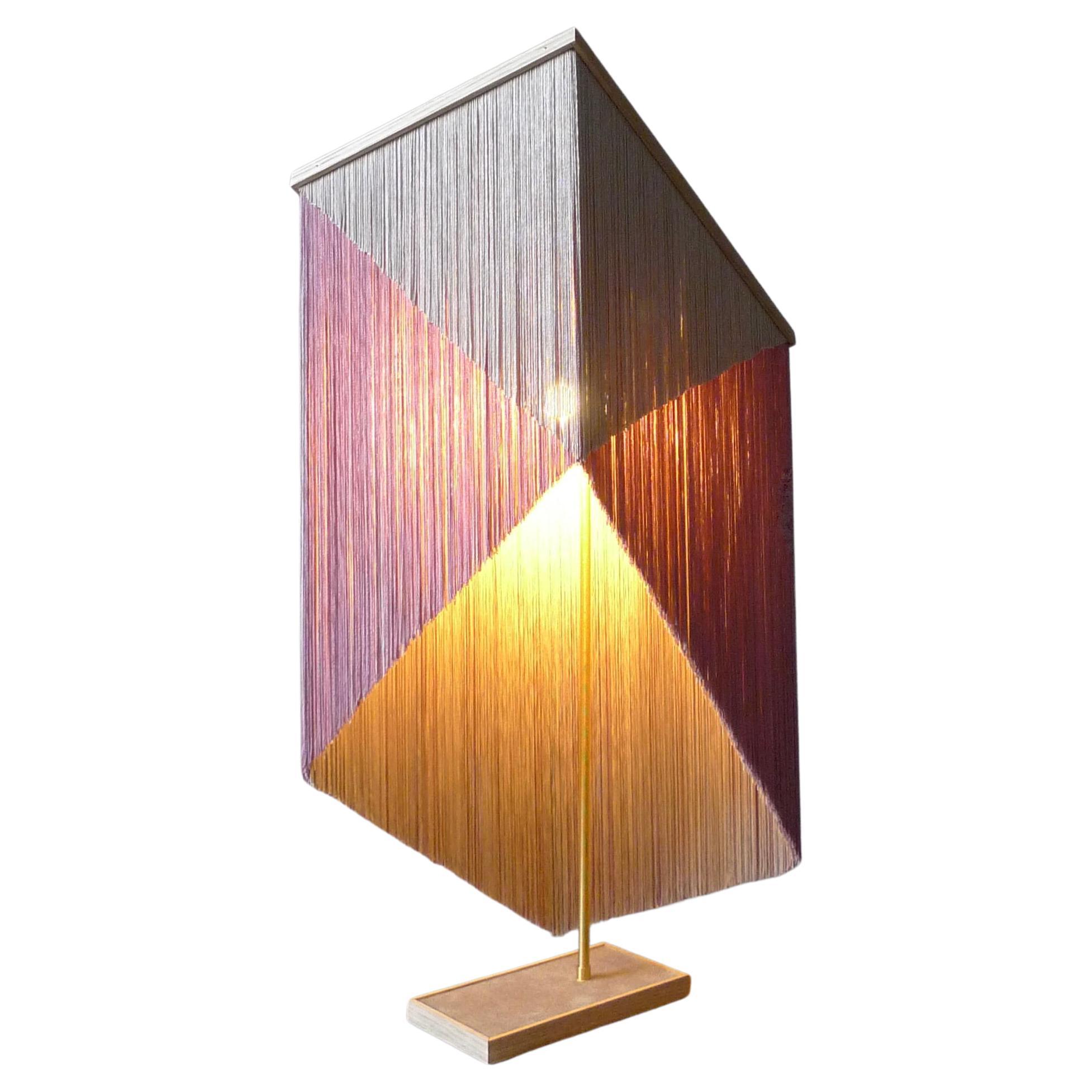 No. 30 Purple Beige Multi Geometric Rectangle Table Lamp by Sander Bottinga