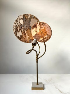 No. 32 Handcrafted Marble Embroidery Two Circle Table Lamp by Sander Bottinga