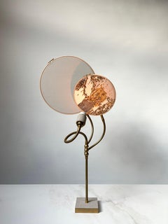 No. 32 Handcrafted Marble Embroidery Two Circle Table Lamp by Sander Bottinga