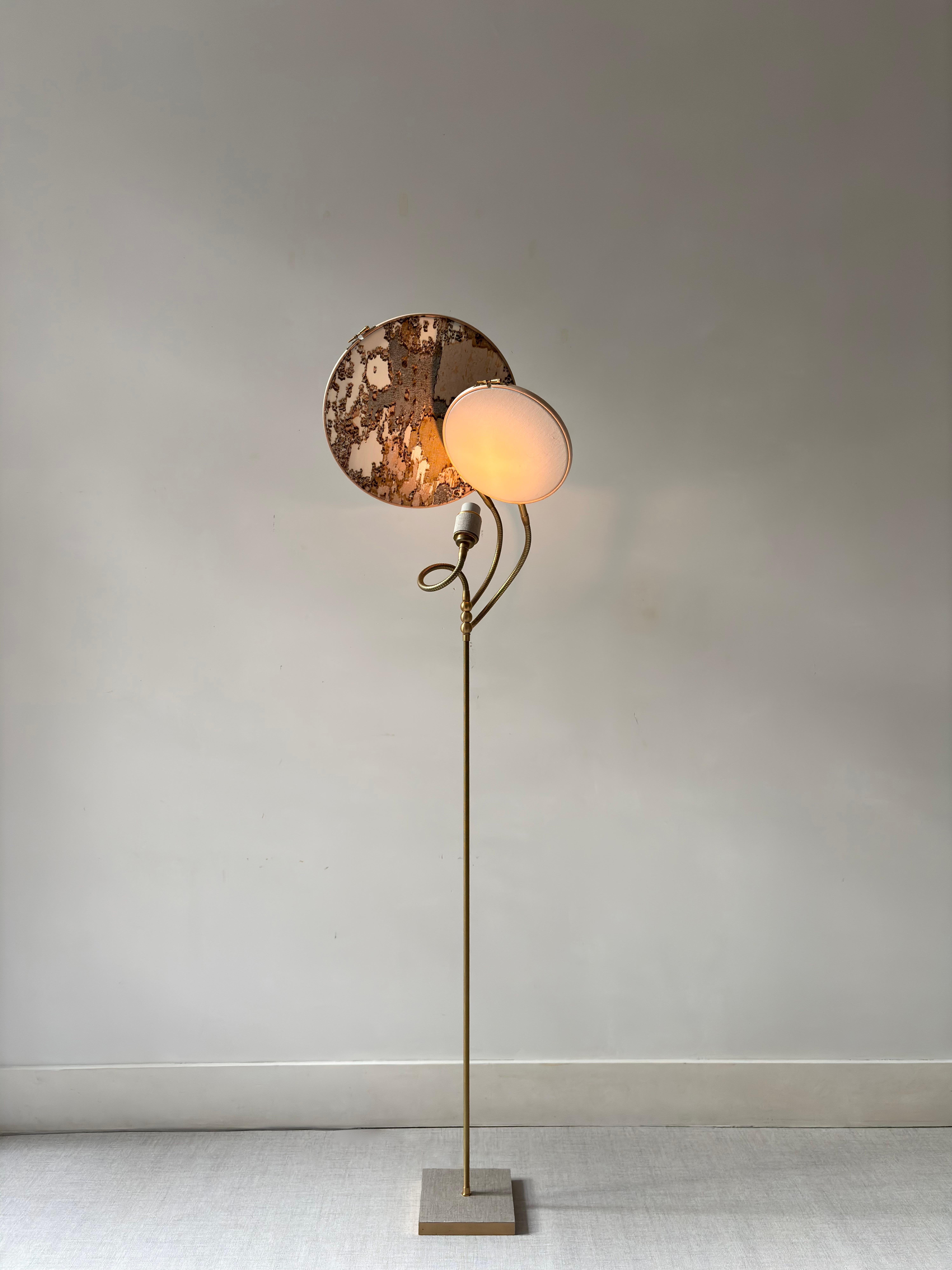 Post-Modern No. 34 Handcrafted Marble-Like Embroidered Linen Floor Lamp by Sander Bottinga For Sale