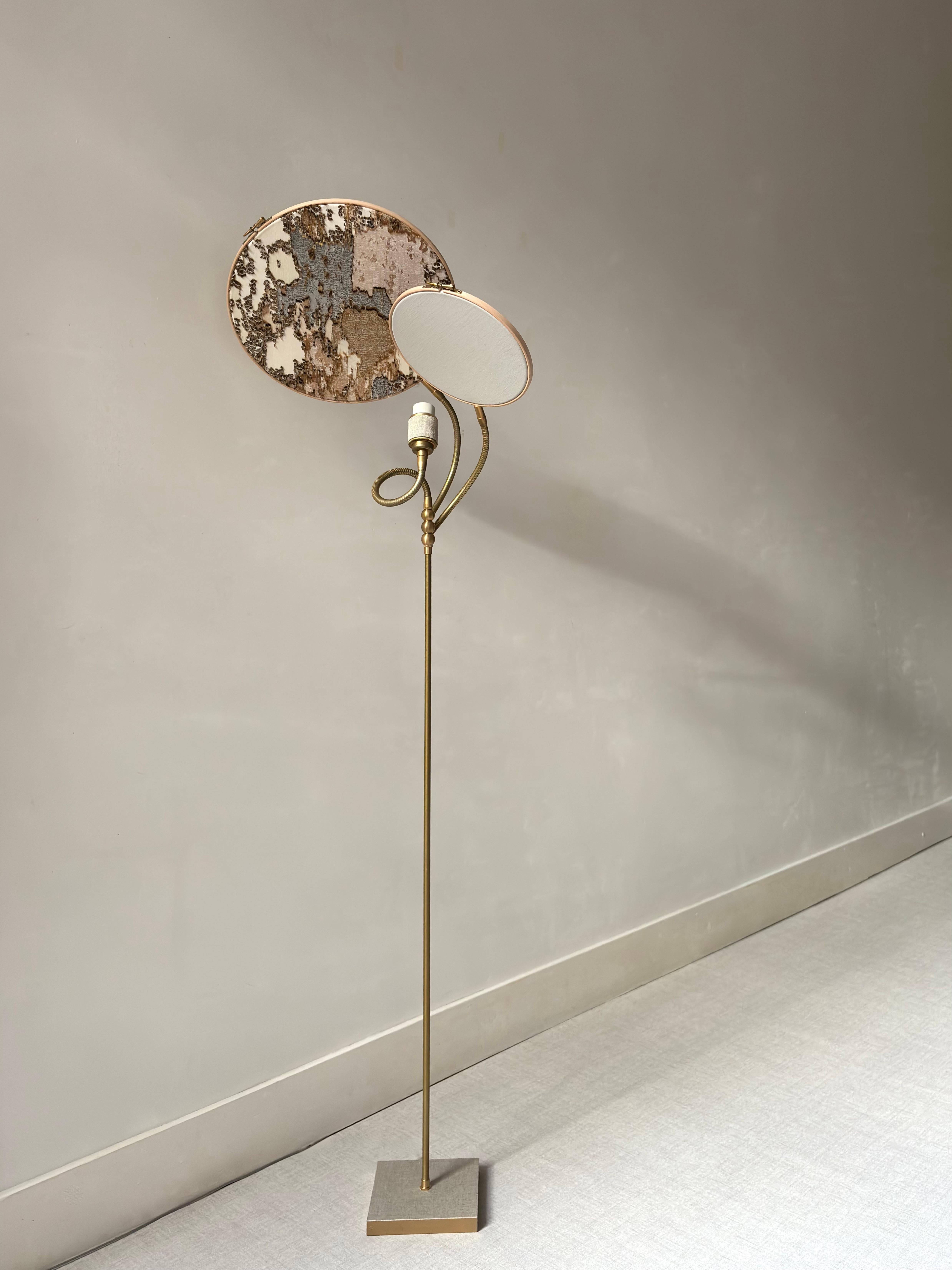 Dutch No. 34 Handcrafted Marble-Like Embroidered Linen Floor Lamp by Sander Bottinga For Sale