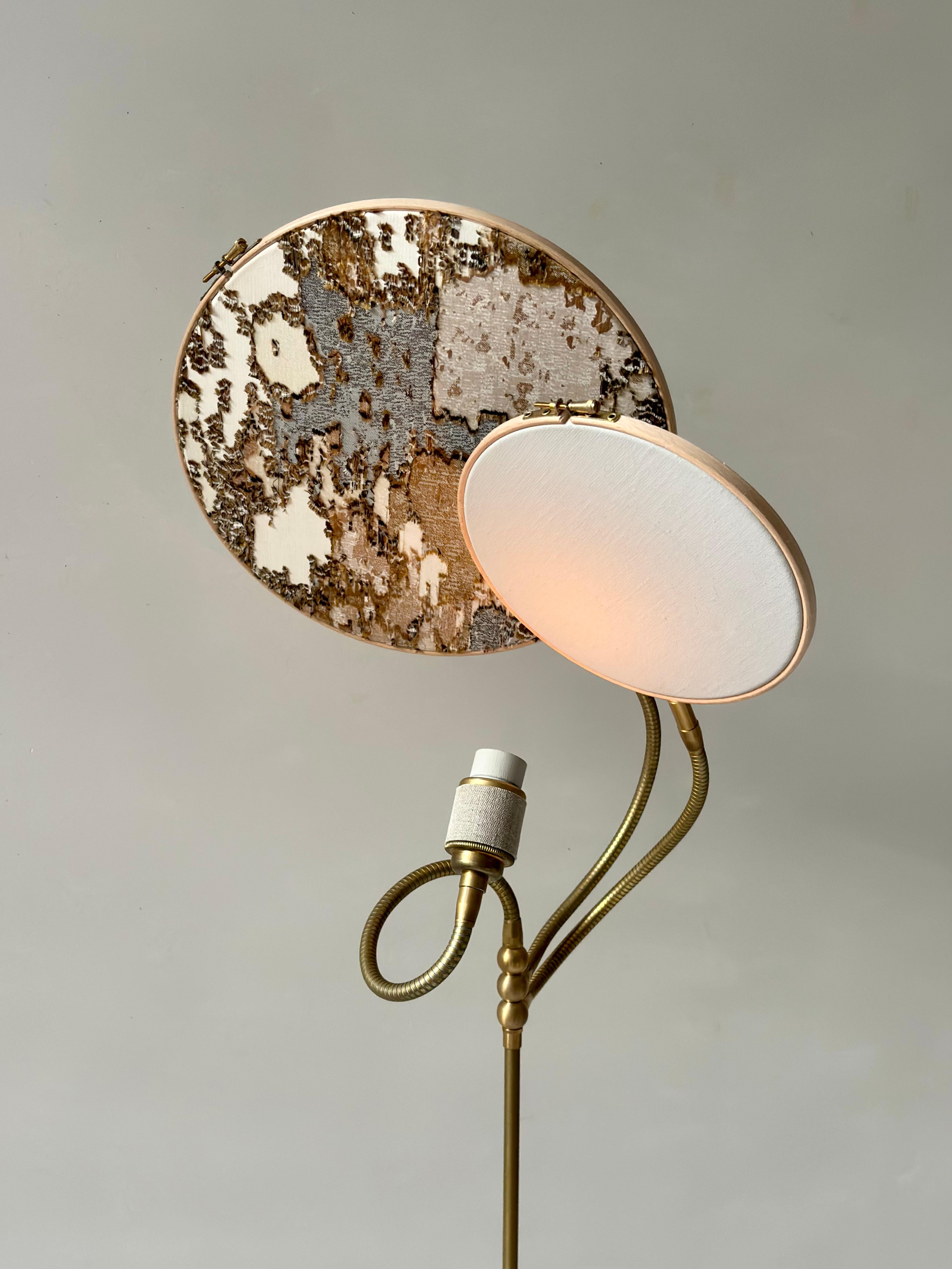 Contemporary No. 34 Handcrafted Marble-Like Embroidered Linen Floor Lamp by Sander Bottinga For Sale