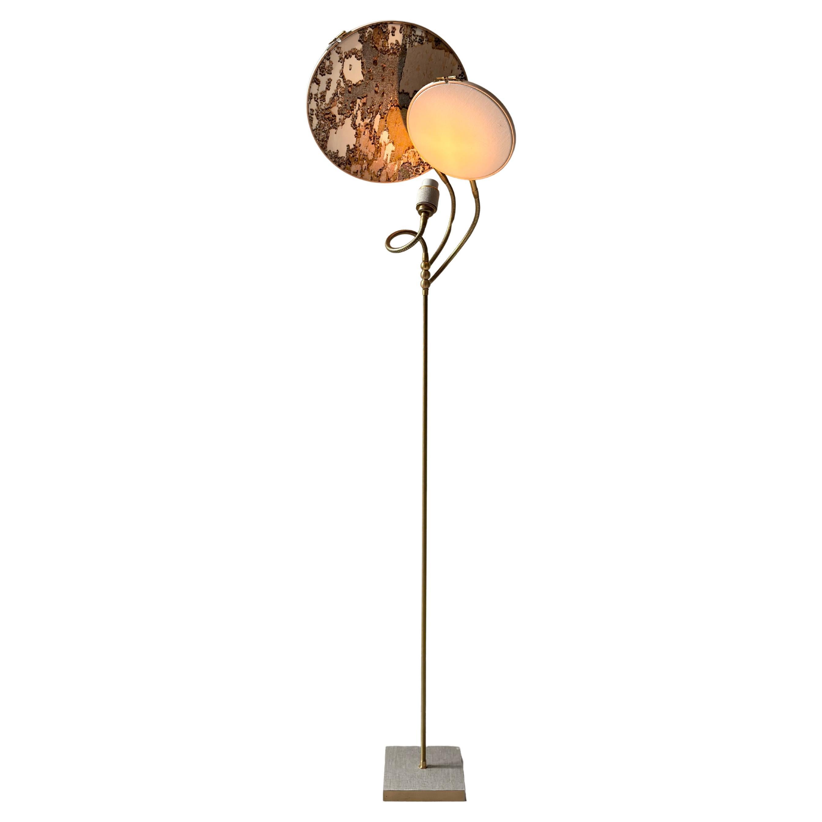 No. 34 Handcrafted Marble-Like Embroidered Linen Floor Lamp by Sander Bottinga For Sale