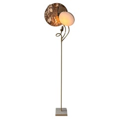 No. 34 Handcrafted Marble-Like Embroidered Linen Floor Lamp by Sander Bottinga
