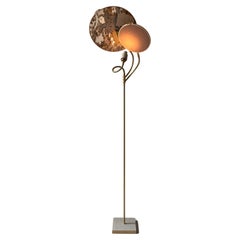 No. 34 Handcrafted Marble-Like Embroidered Linen Floor Lamp by Sander Bottinga