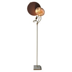 No. 34 Handcrafted Marble-Like Embroidered Linen Floor Lamp by Sander Bottinga