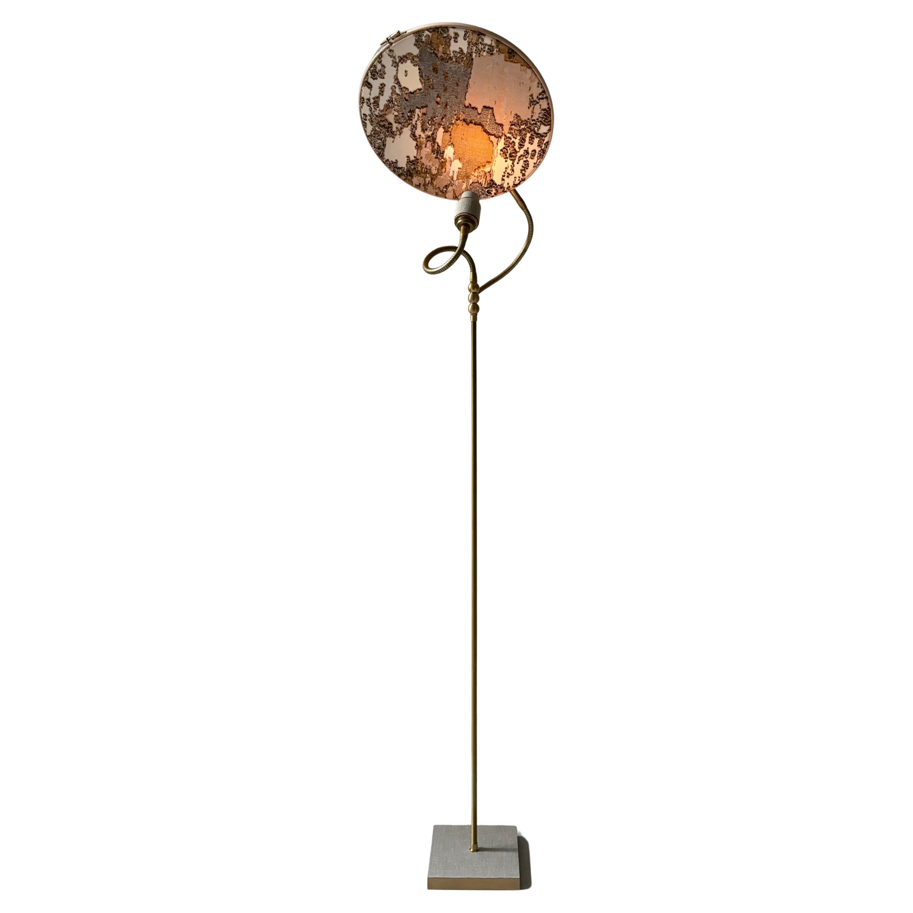 No. 34 Handcrafted Marble-Like Embroidered Linen Floor Lamp by Sander Bottinga