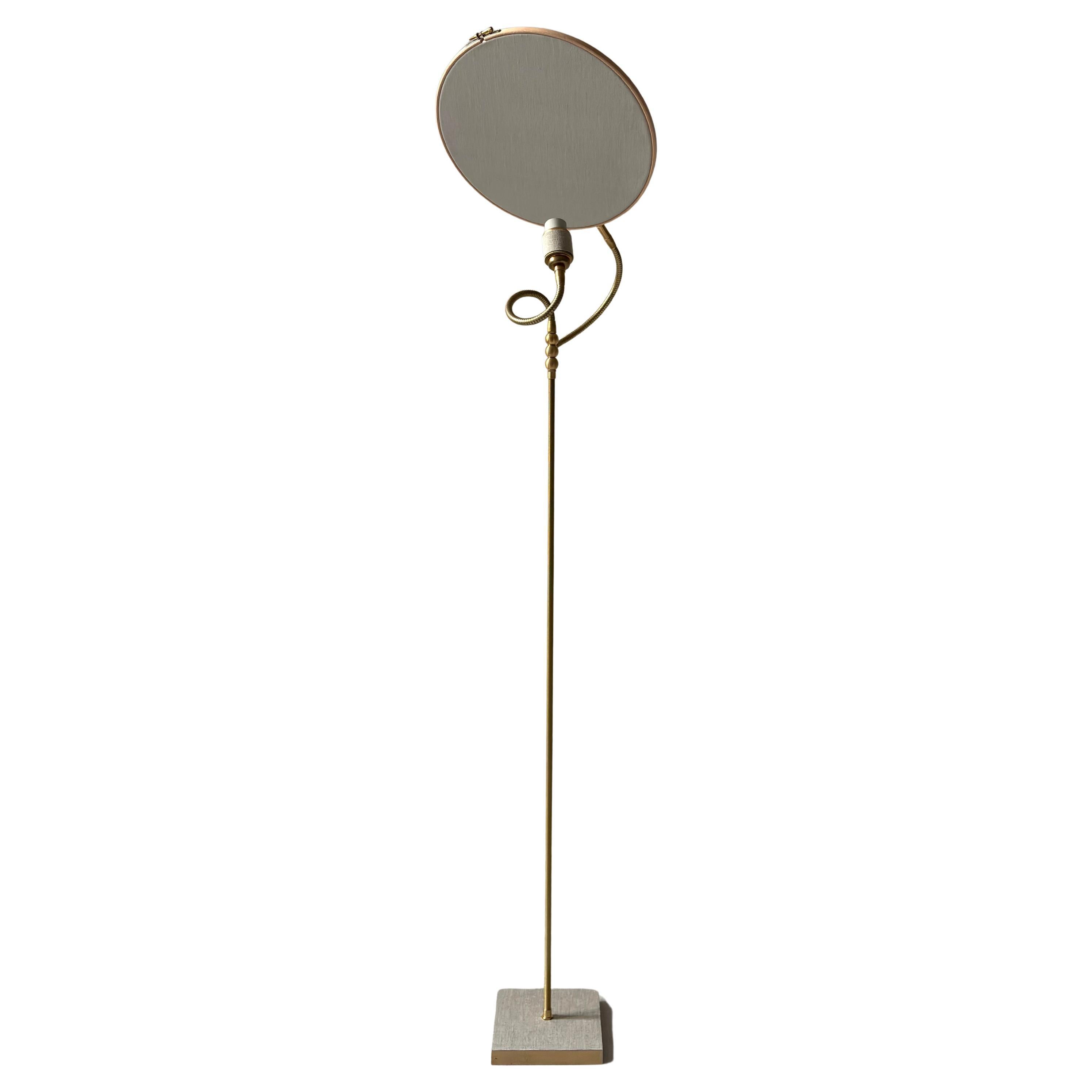 No. 34 Handcrafted Grey Hand-painted Linen Floor Lamp by Sander Bottinga