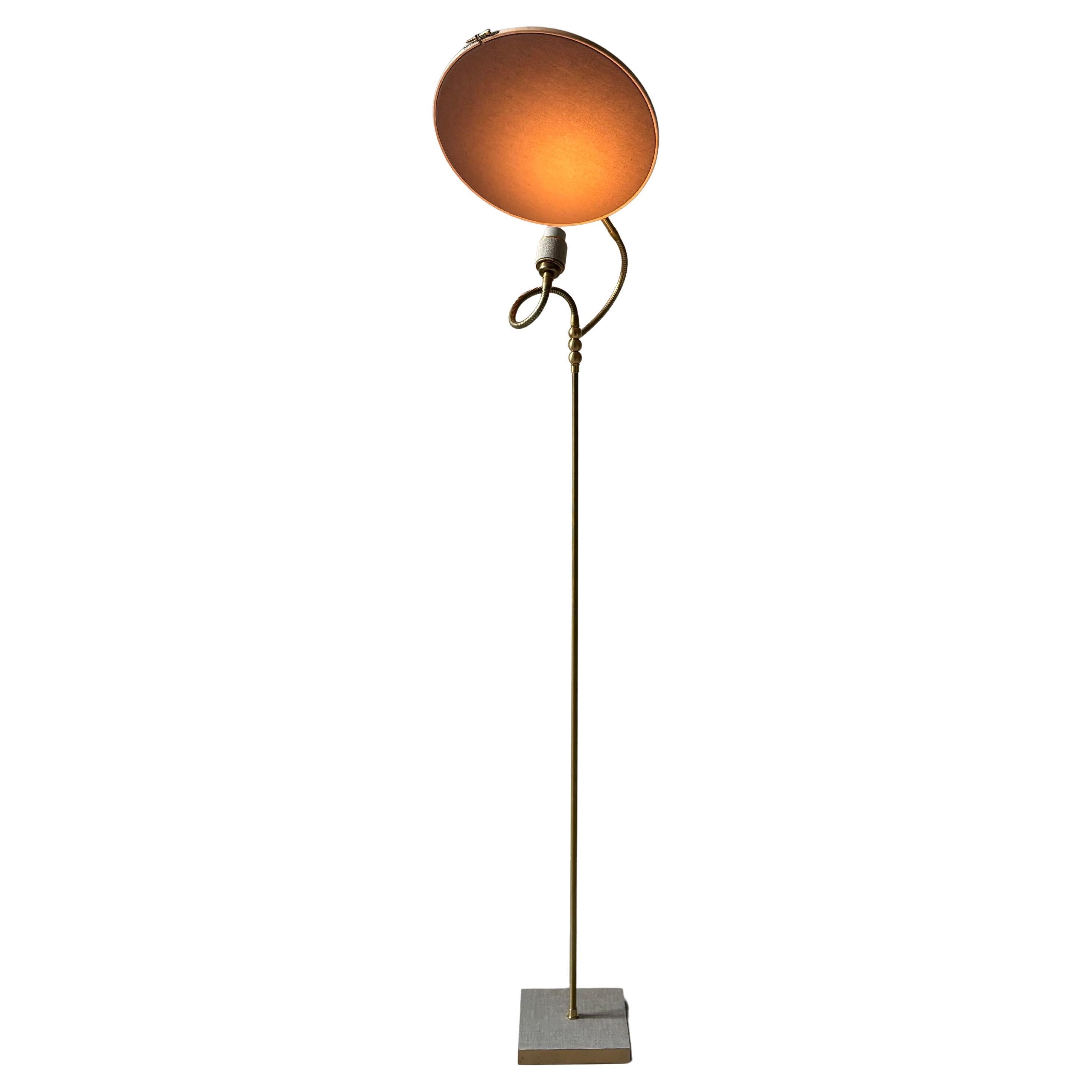 No. 34 Handcrafted One Circle Linen Floor Lamp by Sander Bottinga
