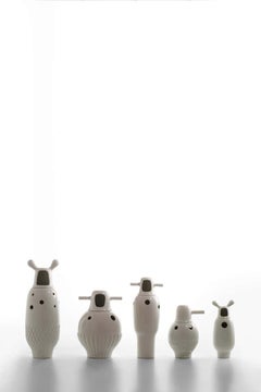 Nº 5 Contemporary Glazed Ceramic White Showtime Vase Collection by J. Hayon