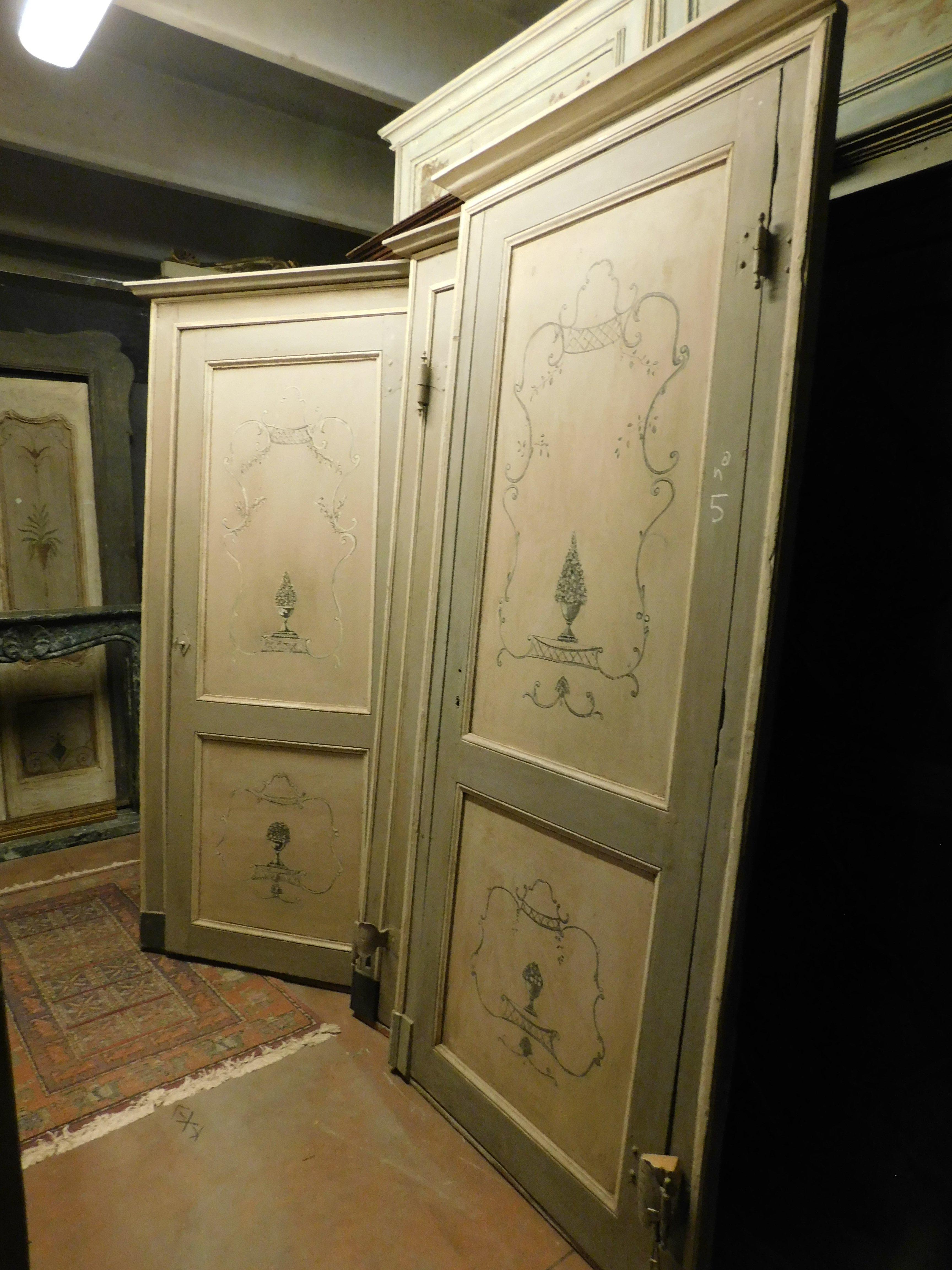 Hand-Painted No. 5 painted interior doors complete with frame, Italy For Sale