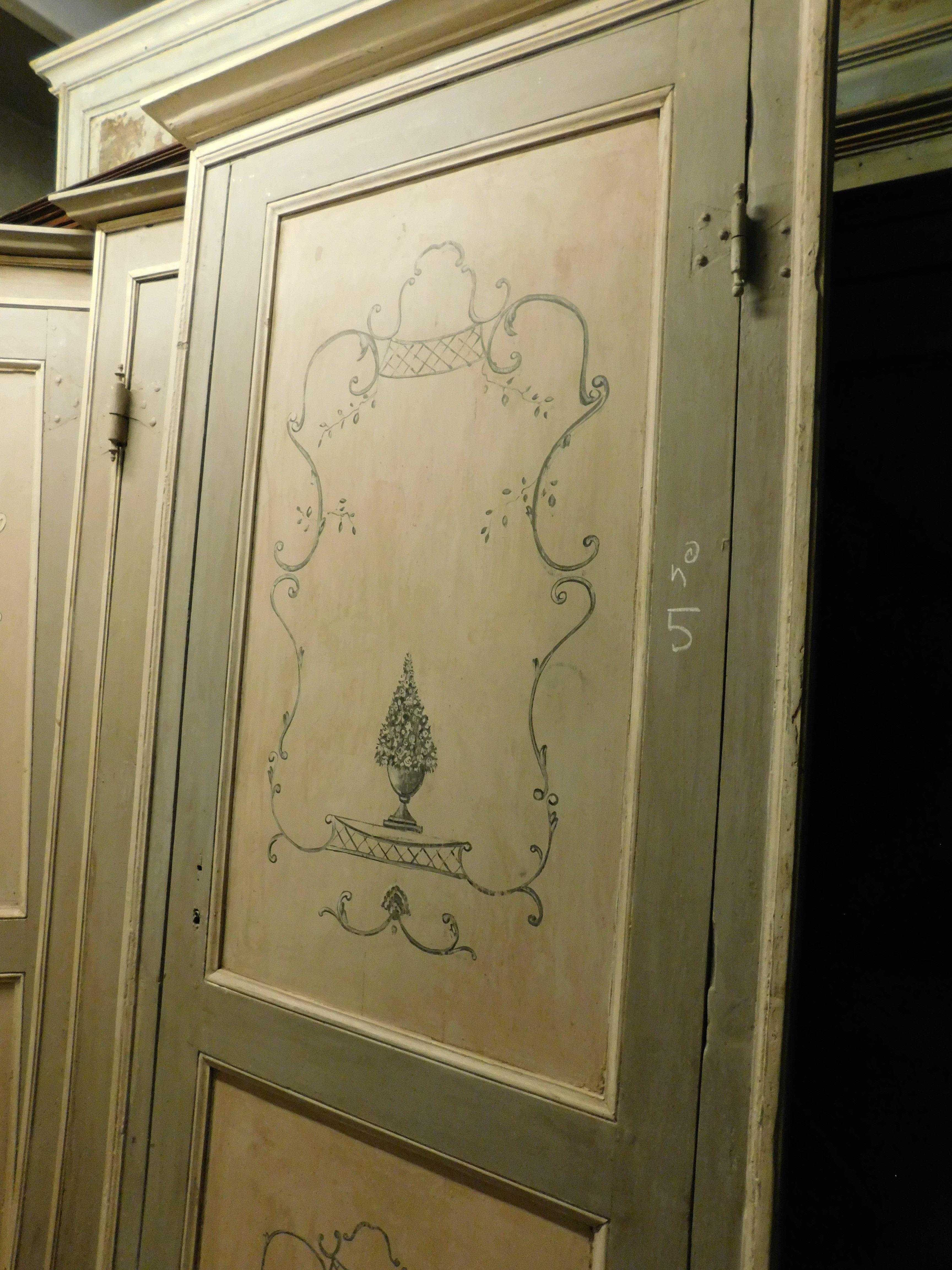 18th Century and Earlier No. 5 painted interior doors complete with frame, Italy For Sale