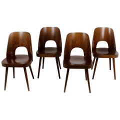 No. 515 Wooden Chairs by Oswald Haerdtl for TON, 1950s, Set of 4