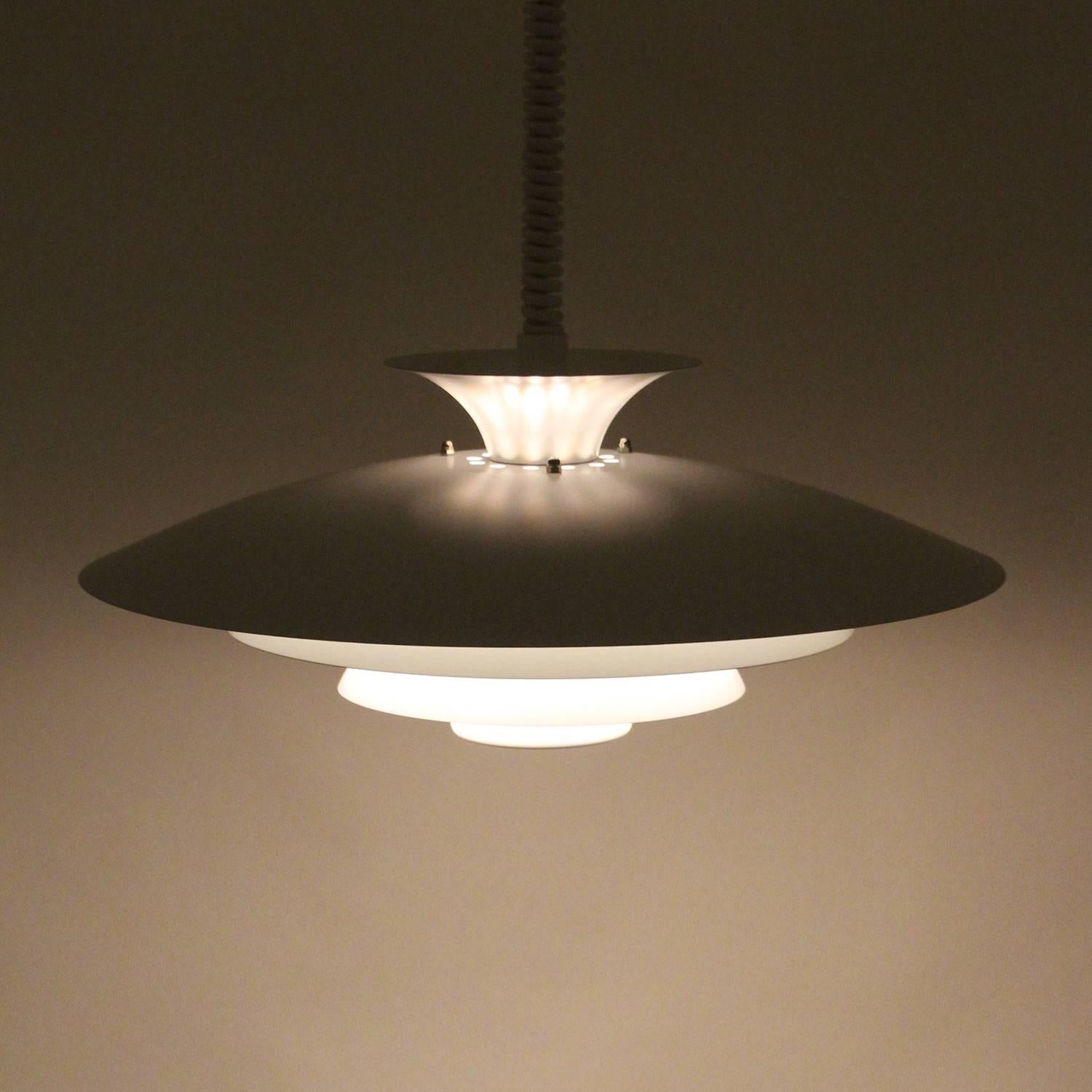 Late 20th Century No. 52511, White Pendant Light by Form-Light, 1970s, Large White Ceiling Light