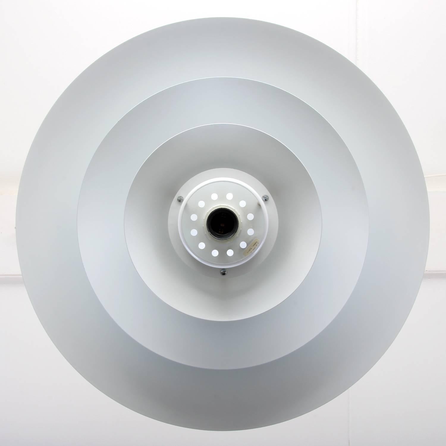 Metal No. 52511, White Pendant Light by Form-Light, 1970s, Large White Ceiling Light