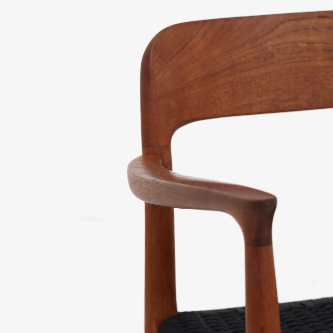 Scandinavian Modern No 56, Armchair in Teak and Black Paper Cord by Niels O. Møller For Sale