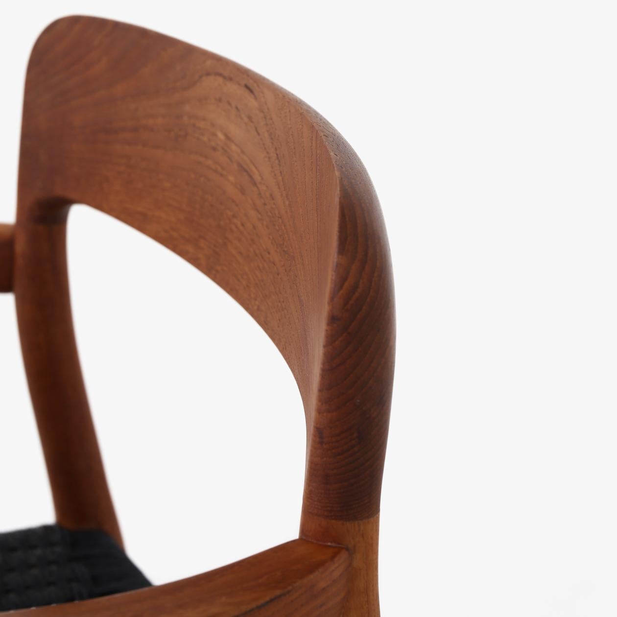 Patinated No 56, Armchair in Teak and Black Paper Cord by Niels O. Møller For Sale