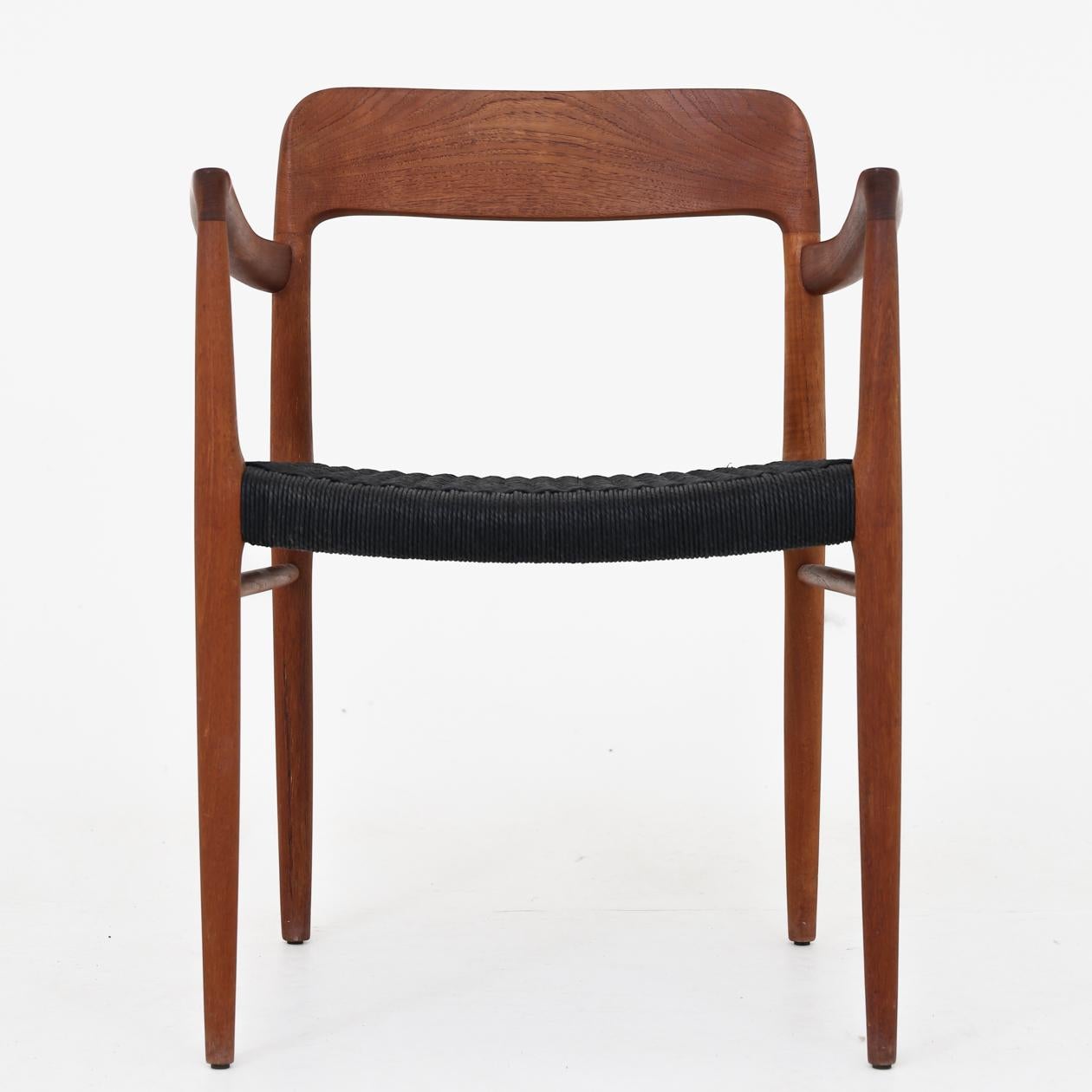 20th Century No 56, Armchair in Teak and Black Paper Cord by Niels O. Møller For Sale