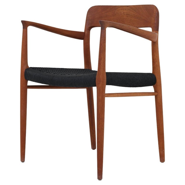 No 56, Armchair in Teak and Black Paper Cord by Niels O. Møller For ...