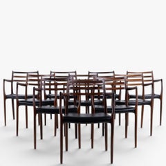 NO 62 - Set of 10 armchairs in Rio Rosewood by Niels O. Møller