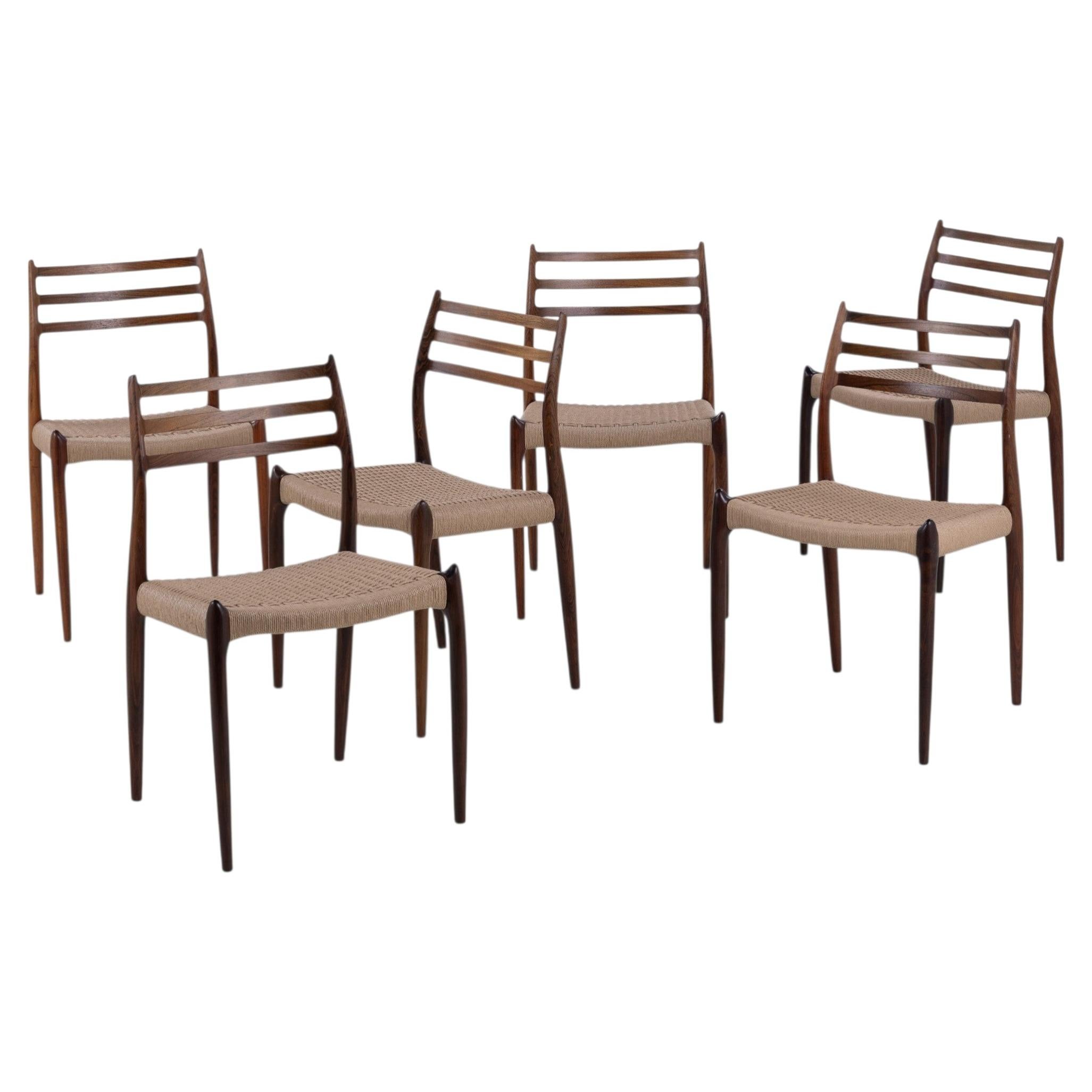 NO 78 - Set of 6 dining chairs in Rosewood by Niels O. Møller