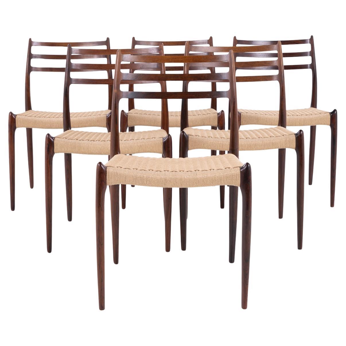 NO 78 - Set of 6 dining chairs in solid rosewood