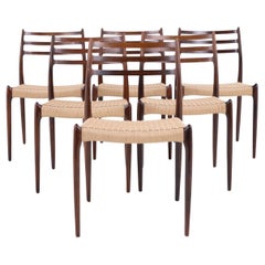 NO 78 - Set of 6 dining chairs in solid rosewood