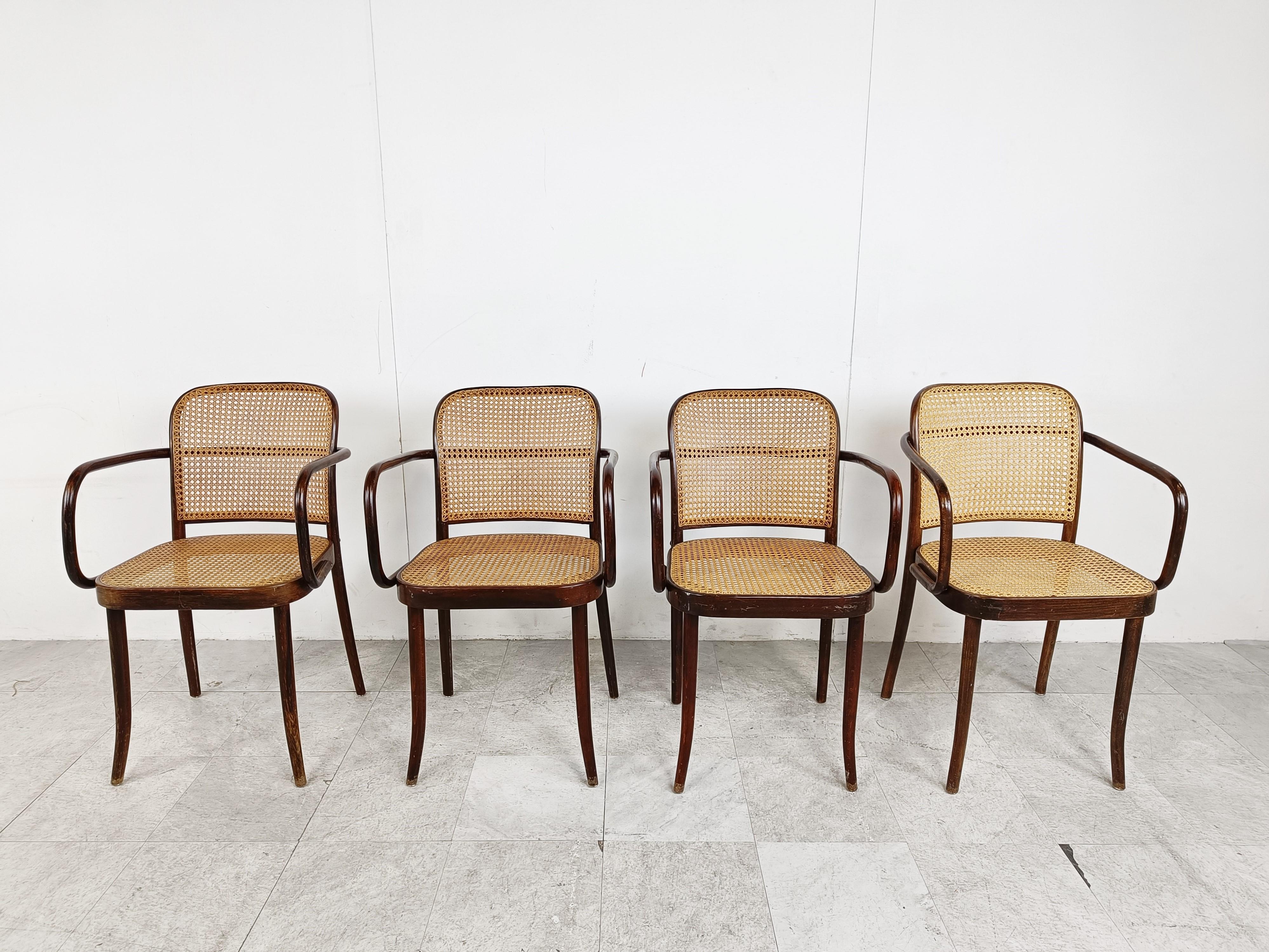 Czech No. 811 Prague Chairs by Josef Hoffmann for Ligna, 1970s, Set of 4
