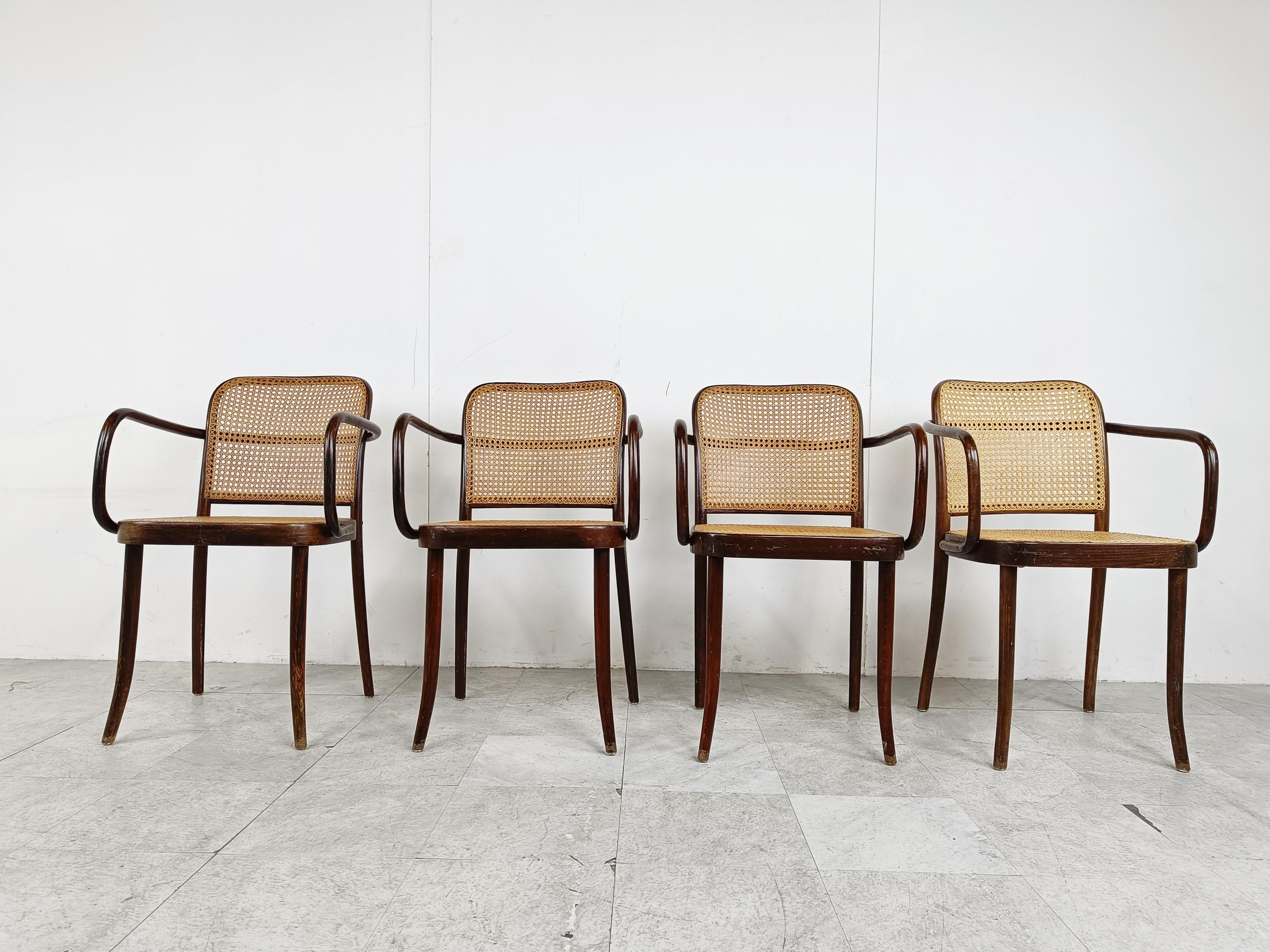 No. 811 Prague Chairs by Josef Hoffmann for Ligna, 1970s, Set of 4 In Good Condition In HEVERLEE, BE