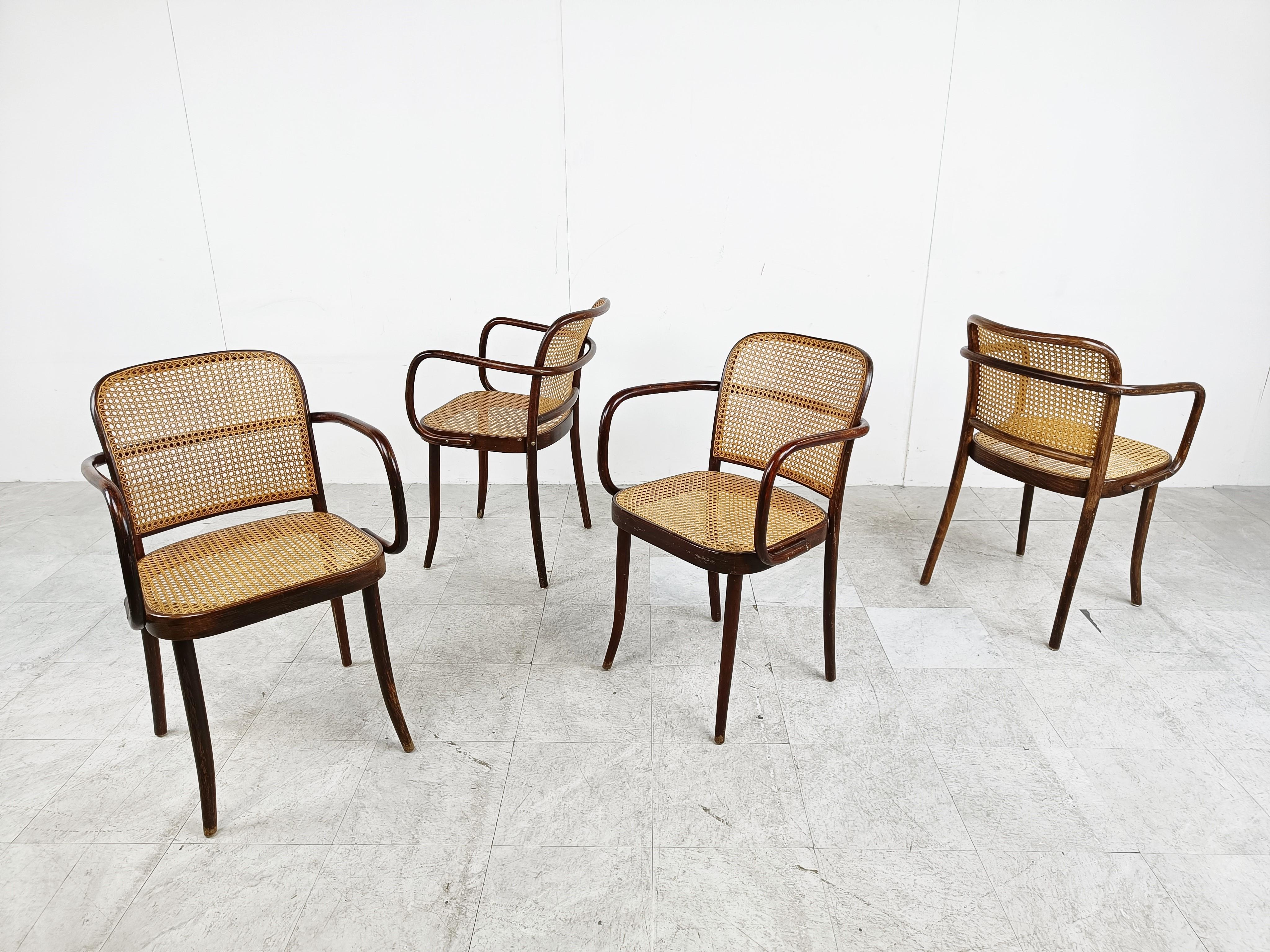 No. 811 Prague Chairs by Josef Hoffmann for Ligna, 1970s, Set of 4 2