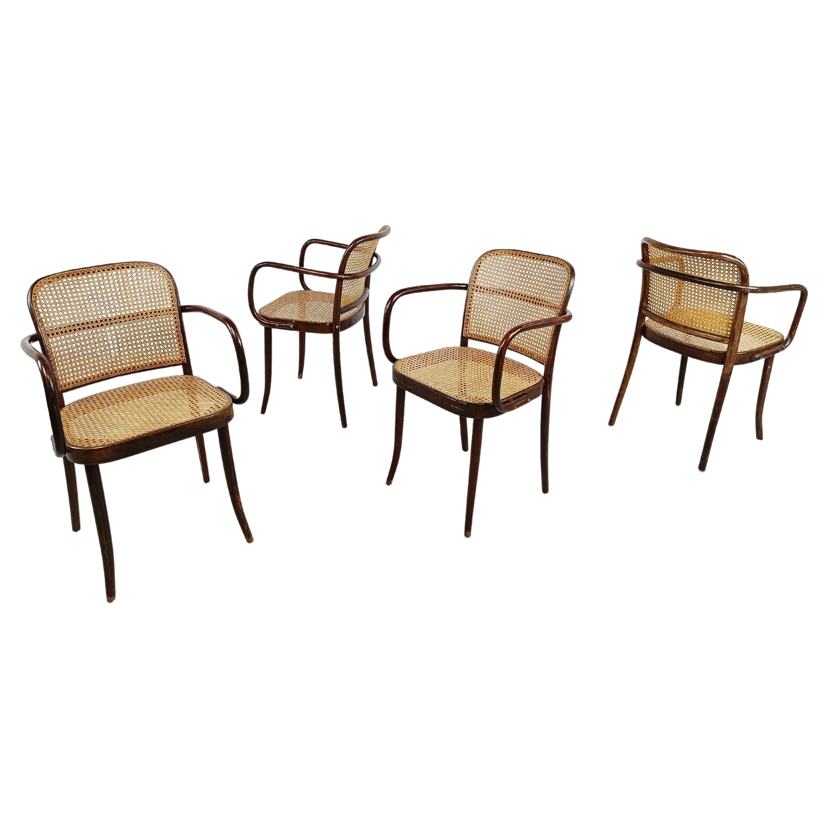 No. 811 Prague Chairs by Josef Hoffmann for Ligna, 1970s, Set of 4