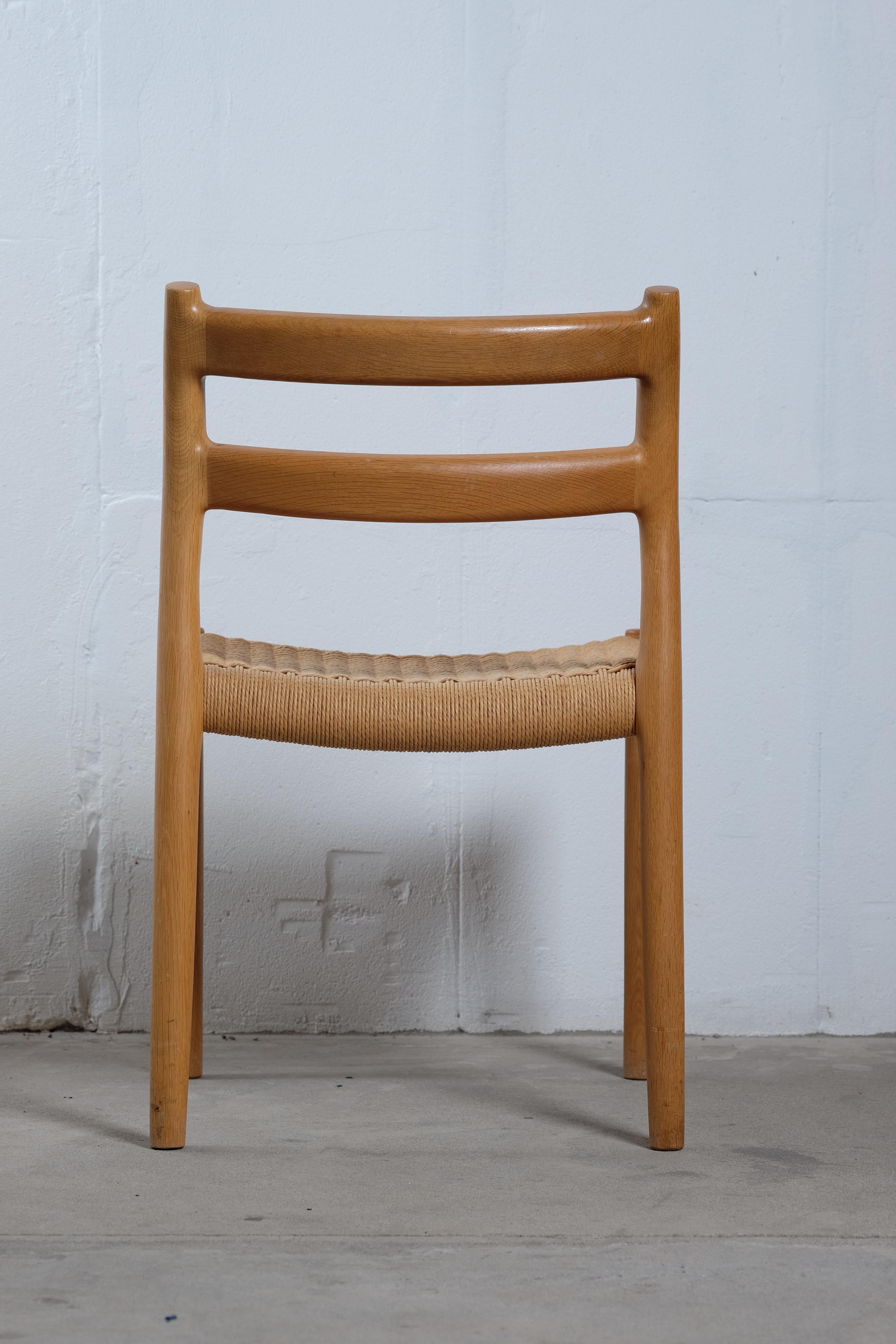Papercord No. 84 Oak Dining Chairs with Paper Cord Seats by Niels Otto Møller For Sale