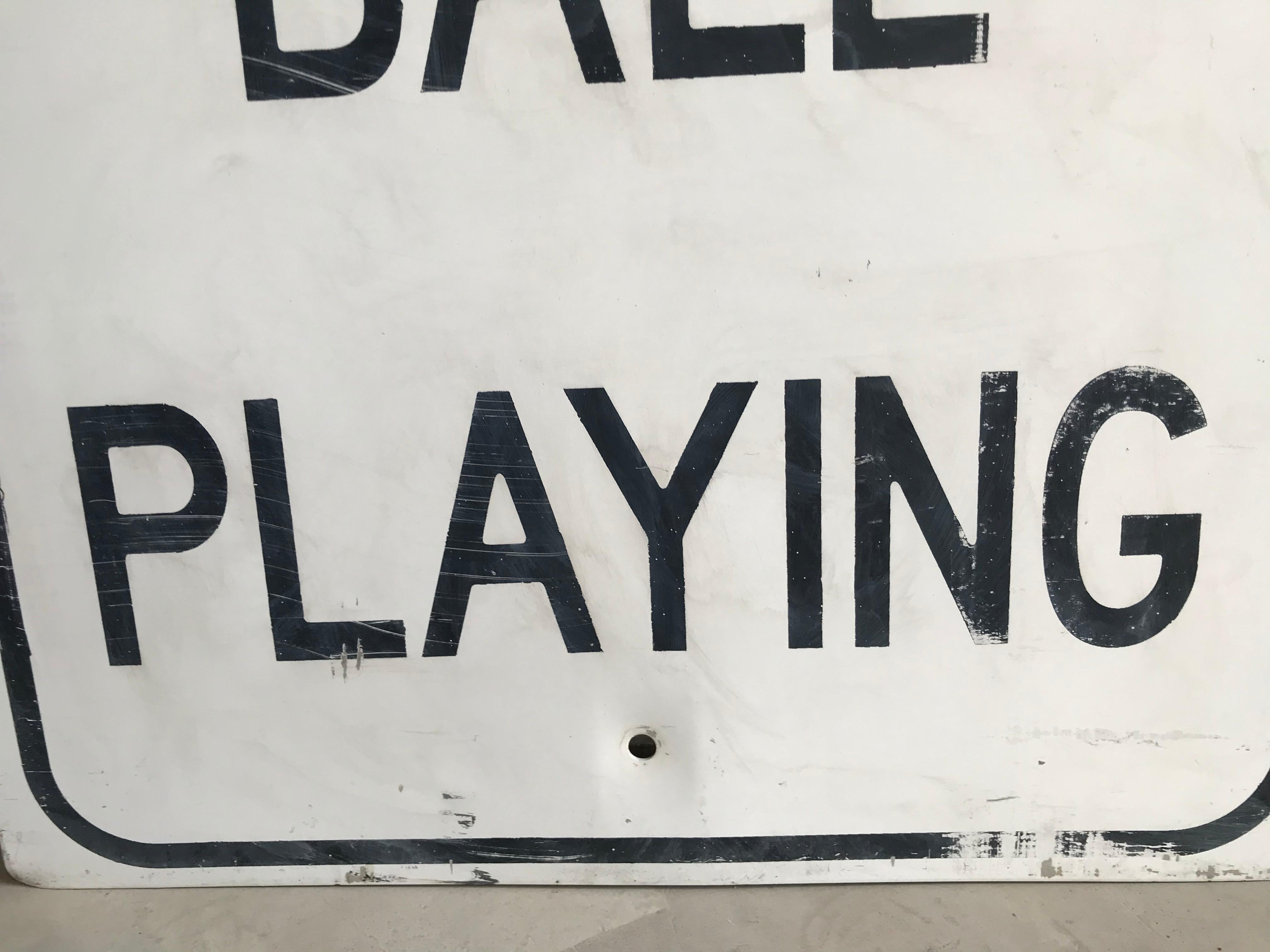 No Ball Playing Vintage Sign In Good Condition In Los Angeles, CA