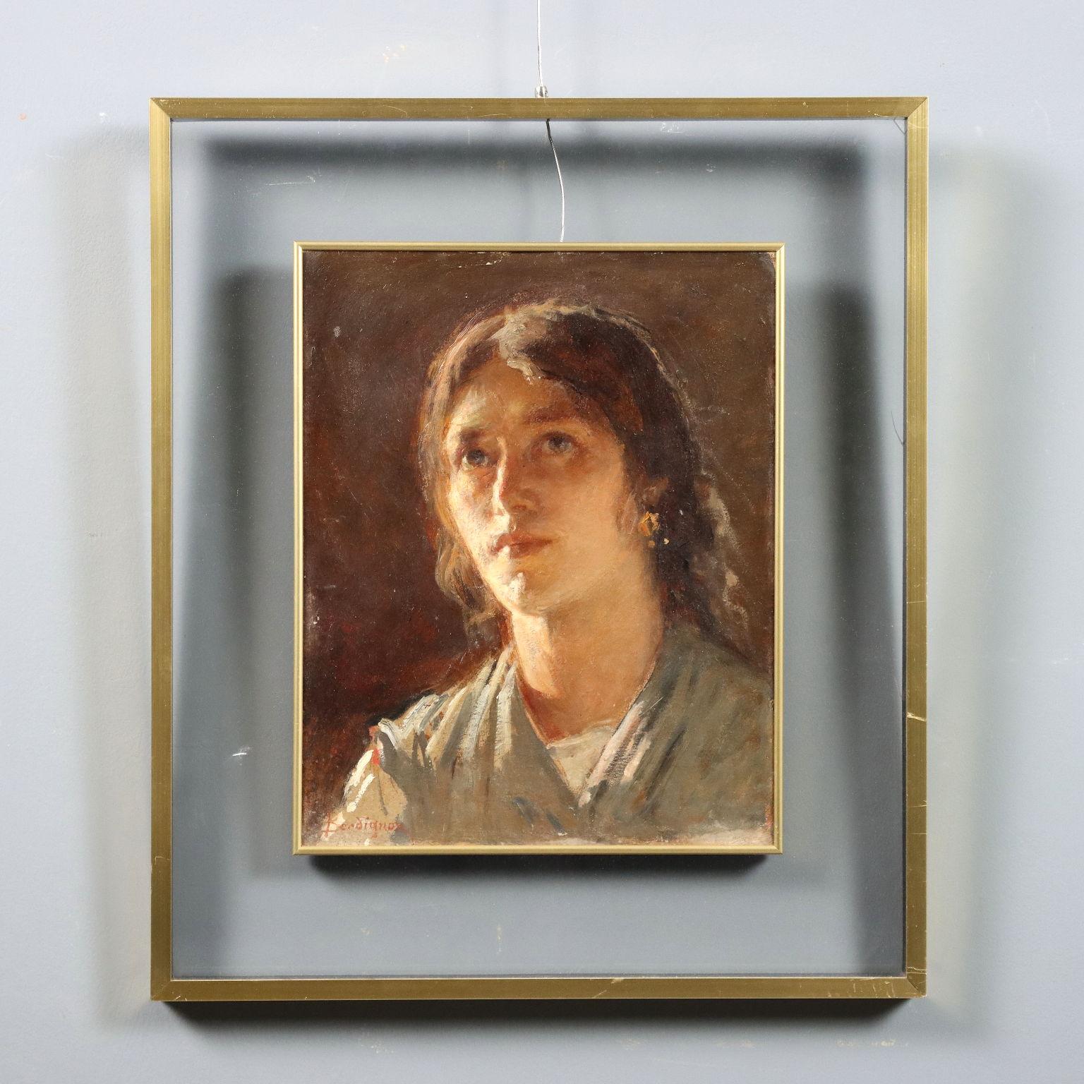 Ritratto Femminile XIX secolo – Painting von Noè Bordignon