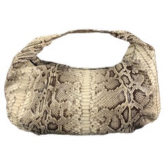 BRAND Beige Braune Schlangenhaut-Hobo-Handtasche