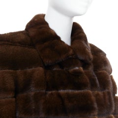 NO BRAND brown authentic tiered rare fur collared pocketed jacket