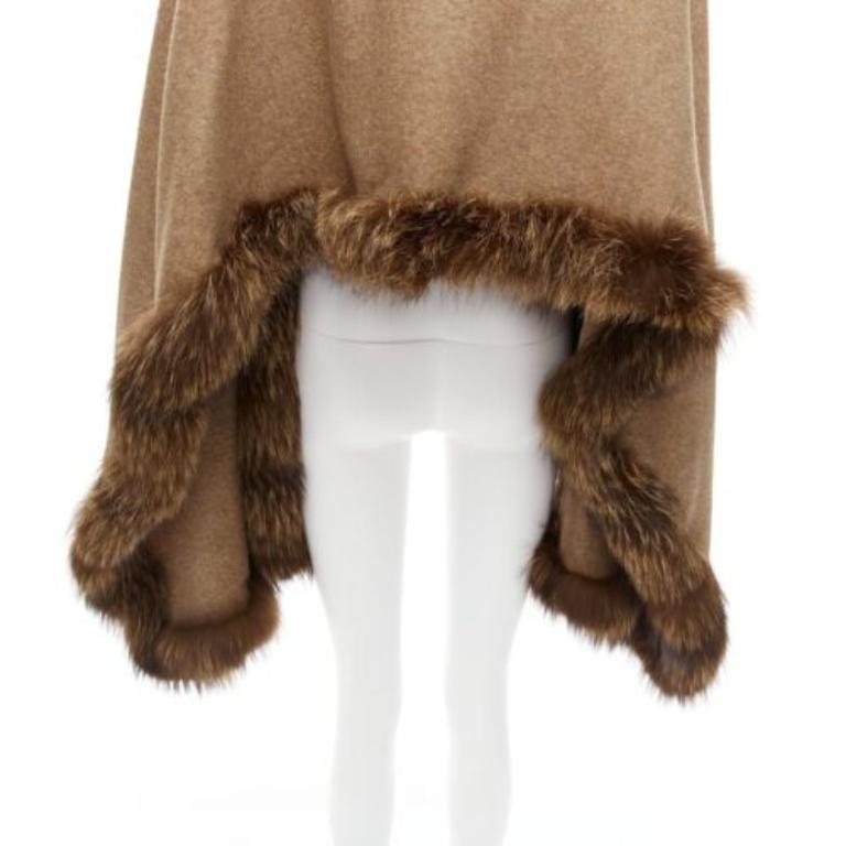 NO BRAND bufanda rectangular de lana suave con ribete de piel auténtica marrón en venta 1