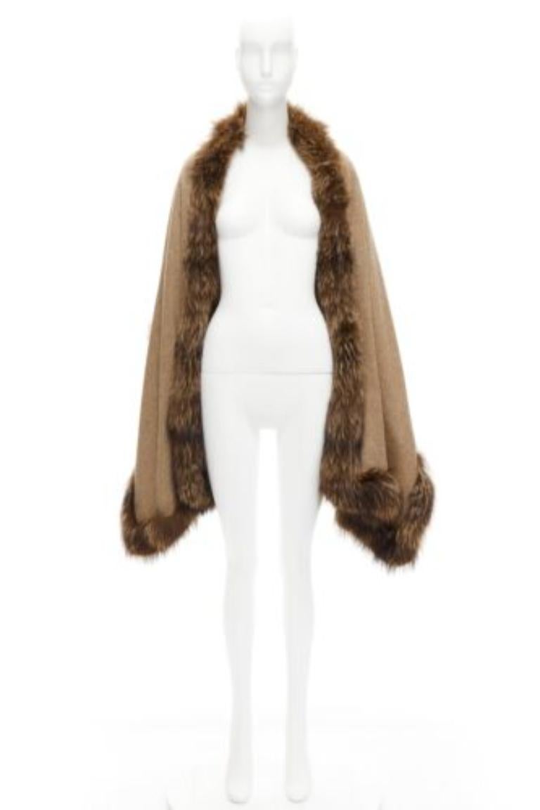 NO BRAND bufanda rectangular de lana suave con ribete de piel auténtica marrón en venta 3