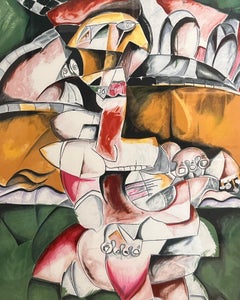 No Bridge Too Far, a framed cubist print by Alexandra Nechita, signed, 1998