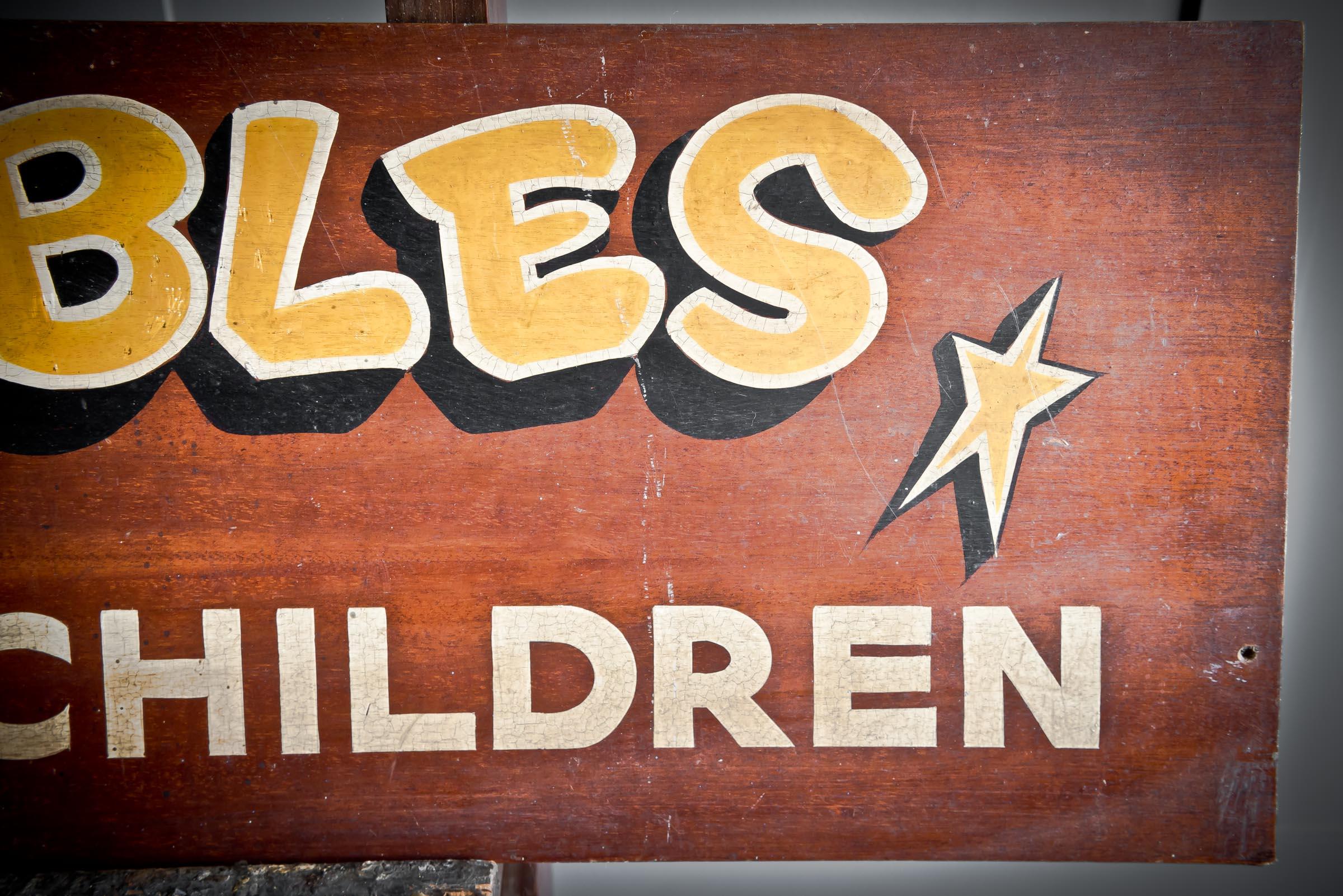 Wood No Children Hand Painted Sign For Sale