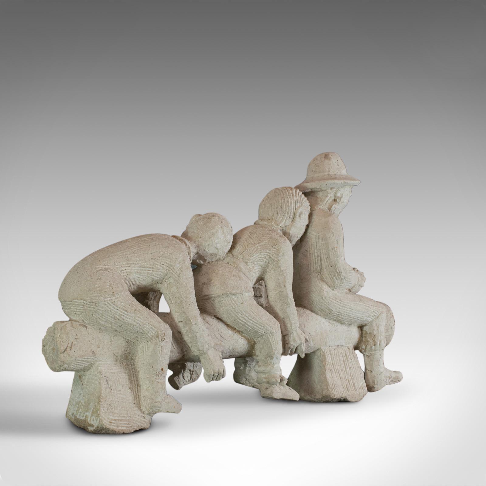 Intagliato a mano No Evil, Opera d'arte scultorea, Scultura, Dominic Hurley, Portland Stone, Allegoria in vendita