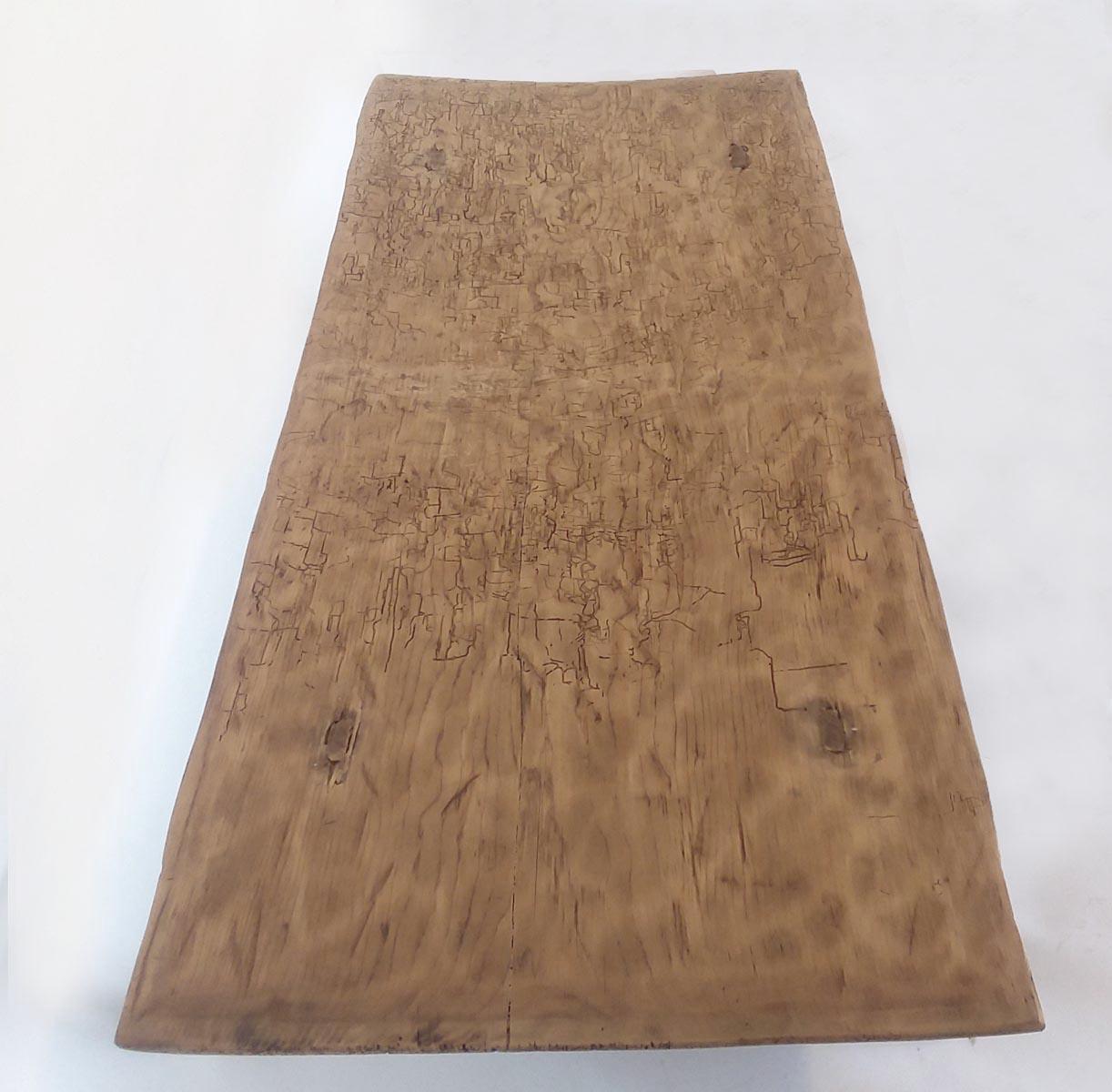 Guatemalan No Finish Completely Raw and Natural Wood Low Coffee Table