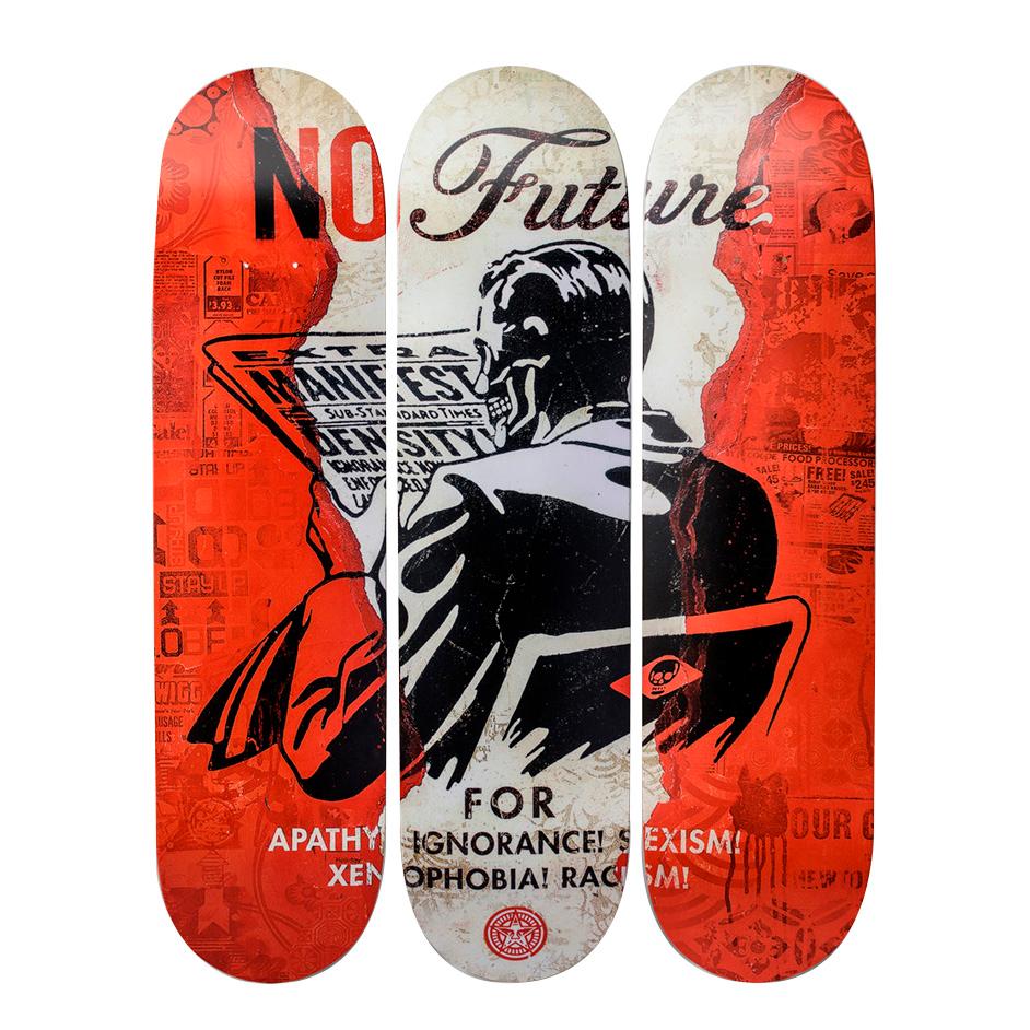No Future Skateboard Decks by Shephard Fairey
