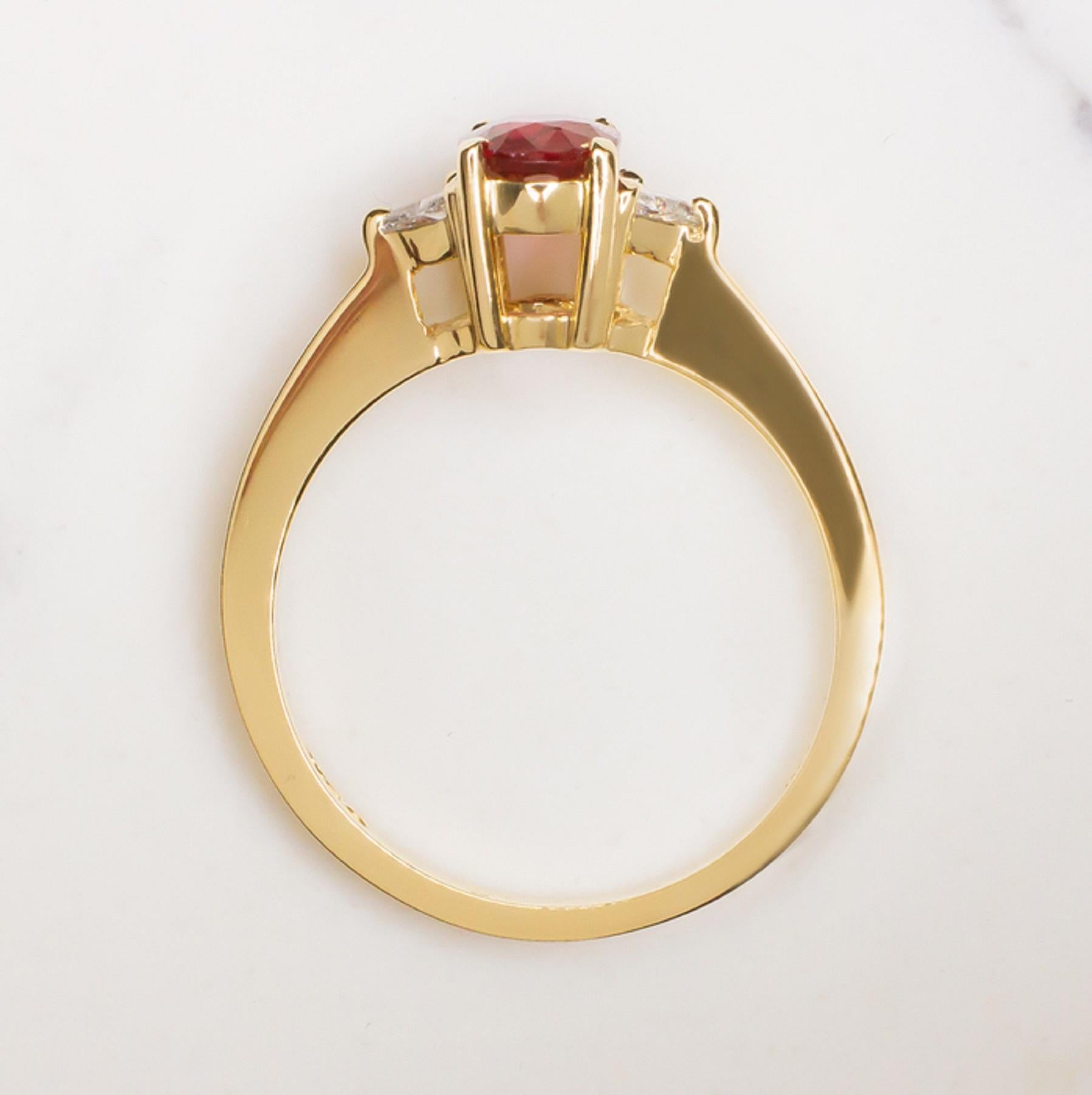 Modern No Heat 1 Carat Peagon's Blood Oval Ruby Diamond Ring