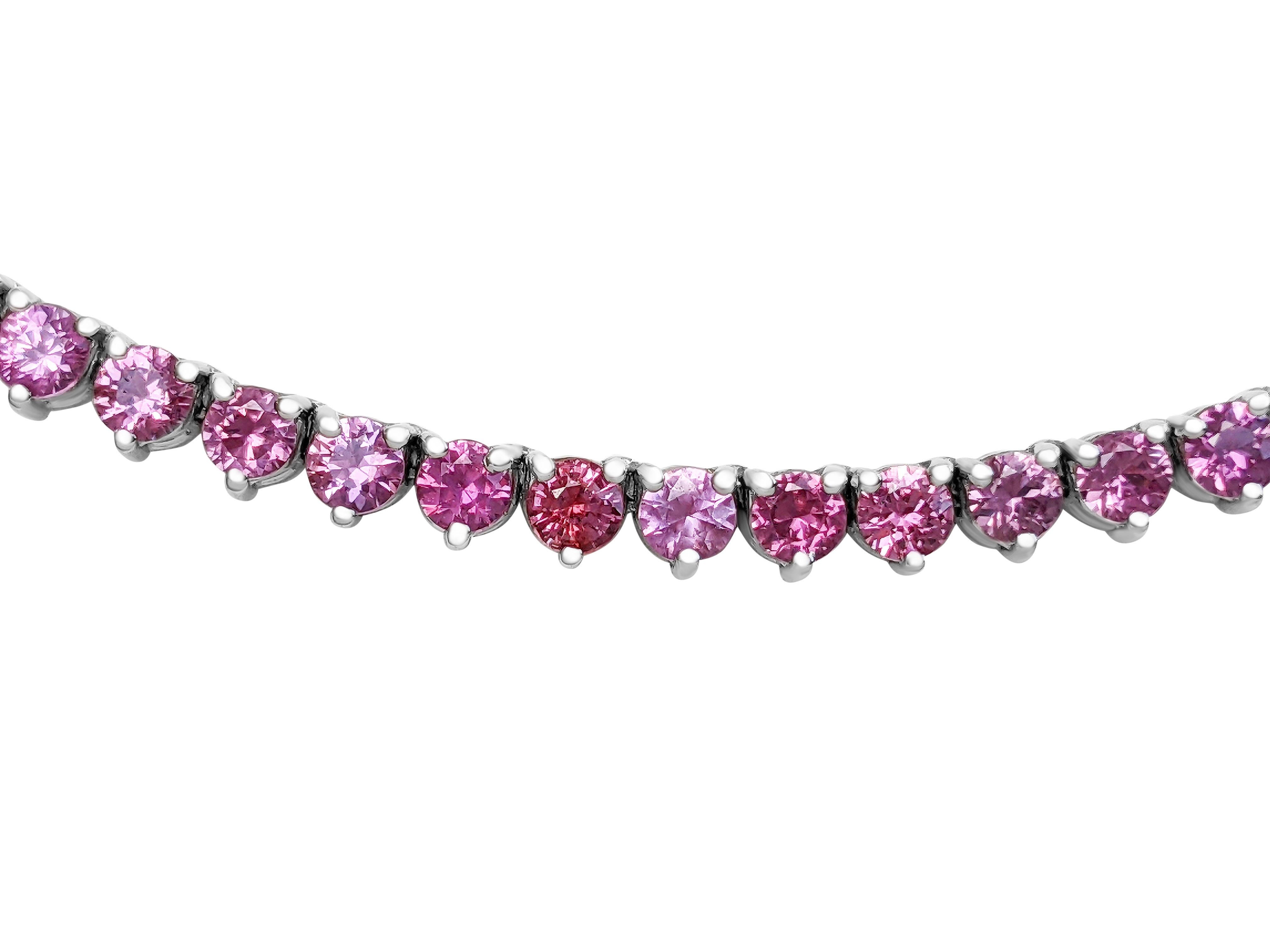 Art Deco $1 NO RESERVE! - No Heat 10.05 Pink & Purple Sapphires, 14K White Gold Necklace