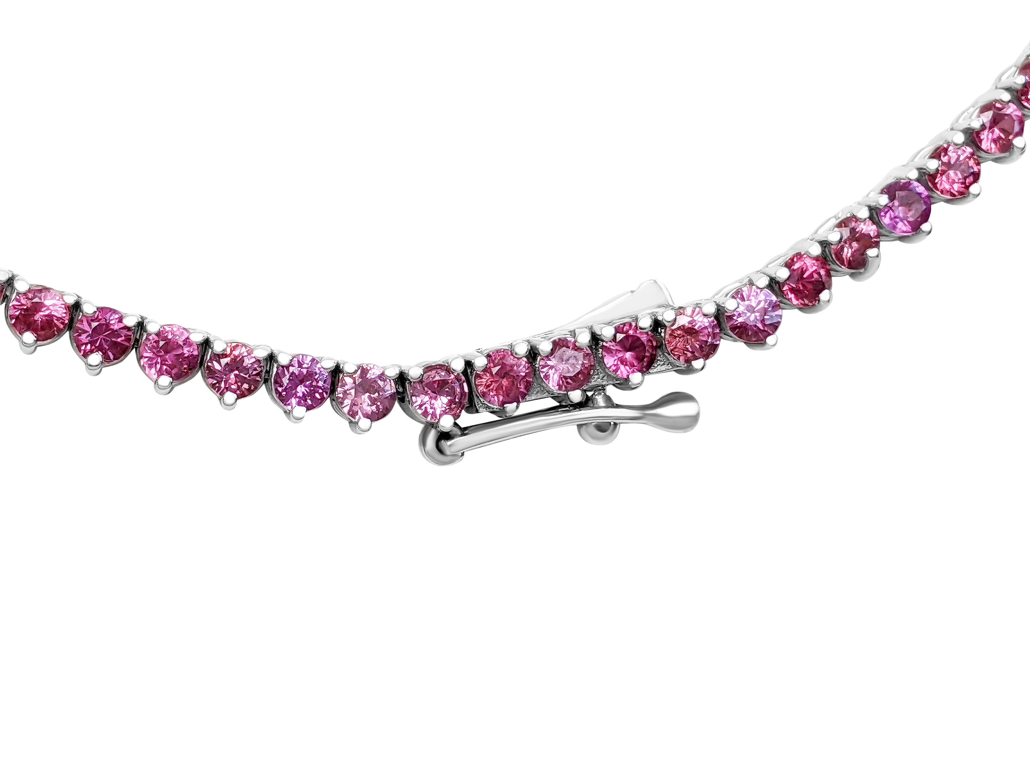 $1 NO RESERVE! - No Heat 10.05 Pink & Purple Sapphires, 14K White Gold Necklace 1